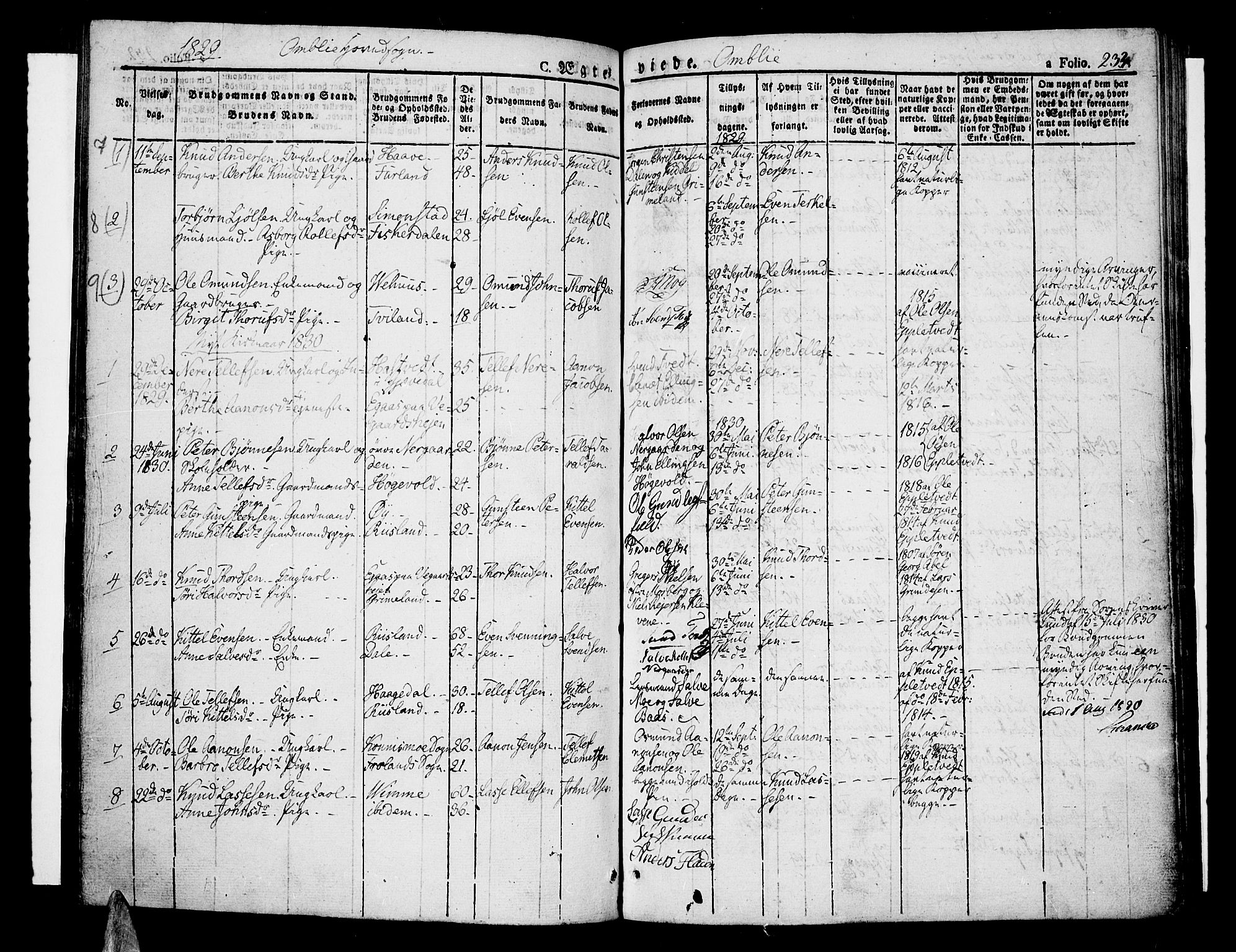 Åmli sokneprestkontor, AV/SAK-1111-0050/F/Fa/Fac/L0007: Ministerialbok nr. A 7 /1, 1829-1851, s. 233