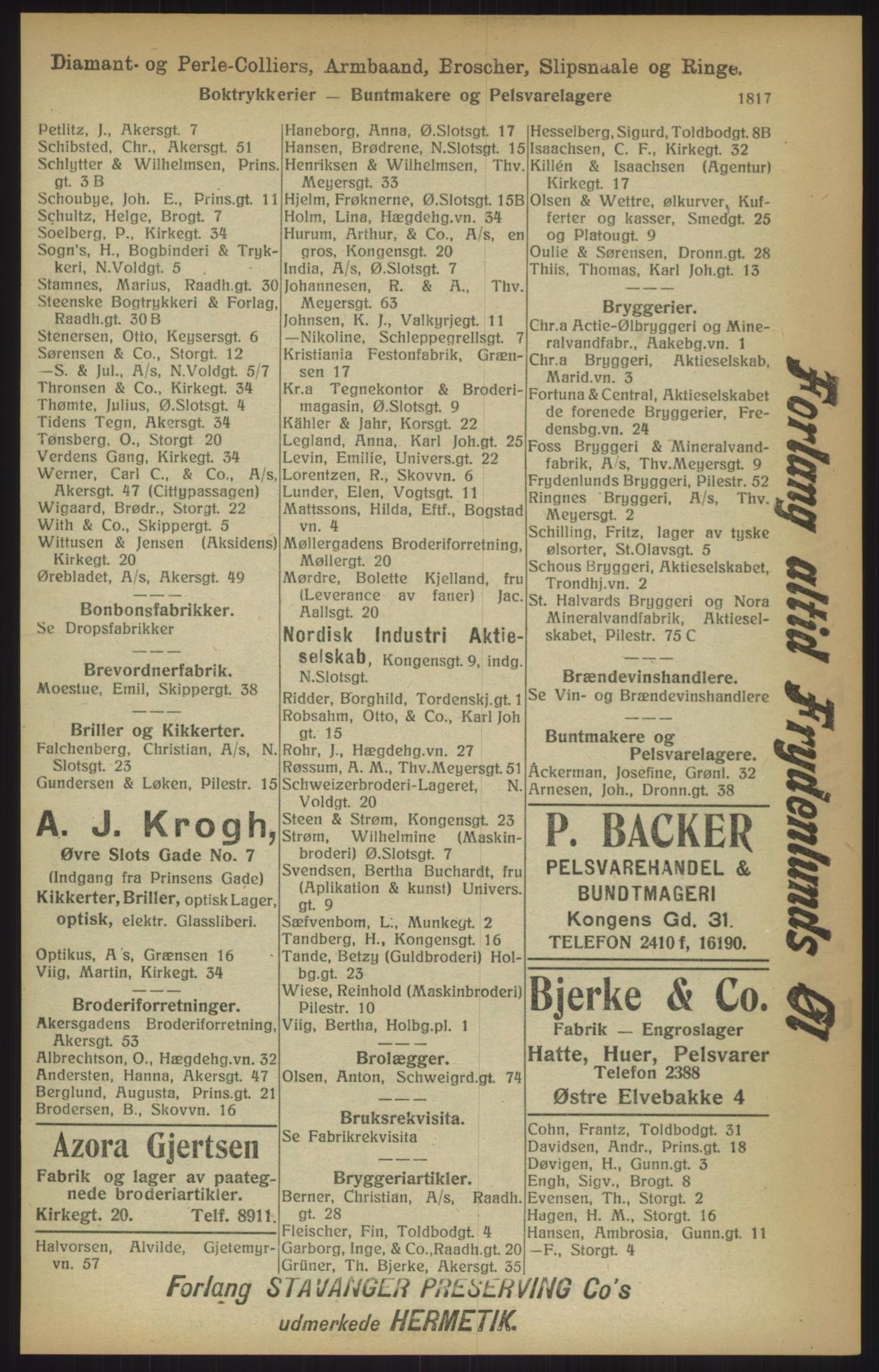 Kristiania/Oslo adressebok, PUBL/-, 1915, s. 1817