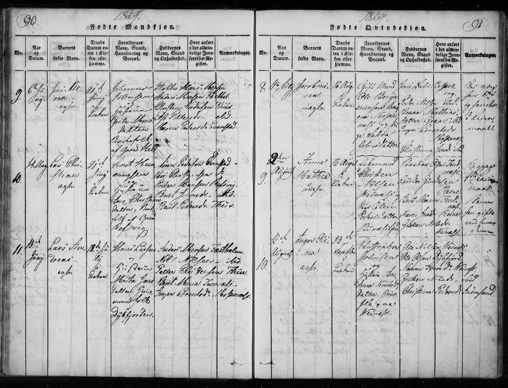 Ministerialprotokoller, klokkerbøker og fødselsregistre - Nordland, AV/SAT-A-1459/885/L1201: Ministerialbok nr. 885A02, 1820-1837, s. 90-91