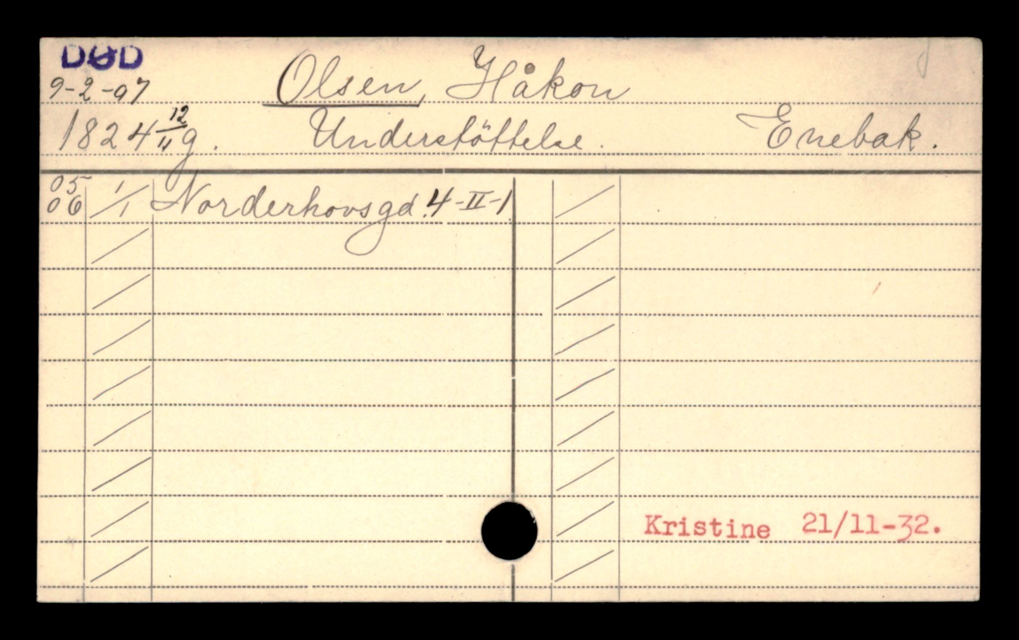Oslo folkeregister, Registerkort, SAO/A-11715/D/Da/L0071: Menn: Olsen Håkon - Olsen Karl, 1906-1919