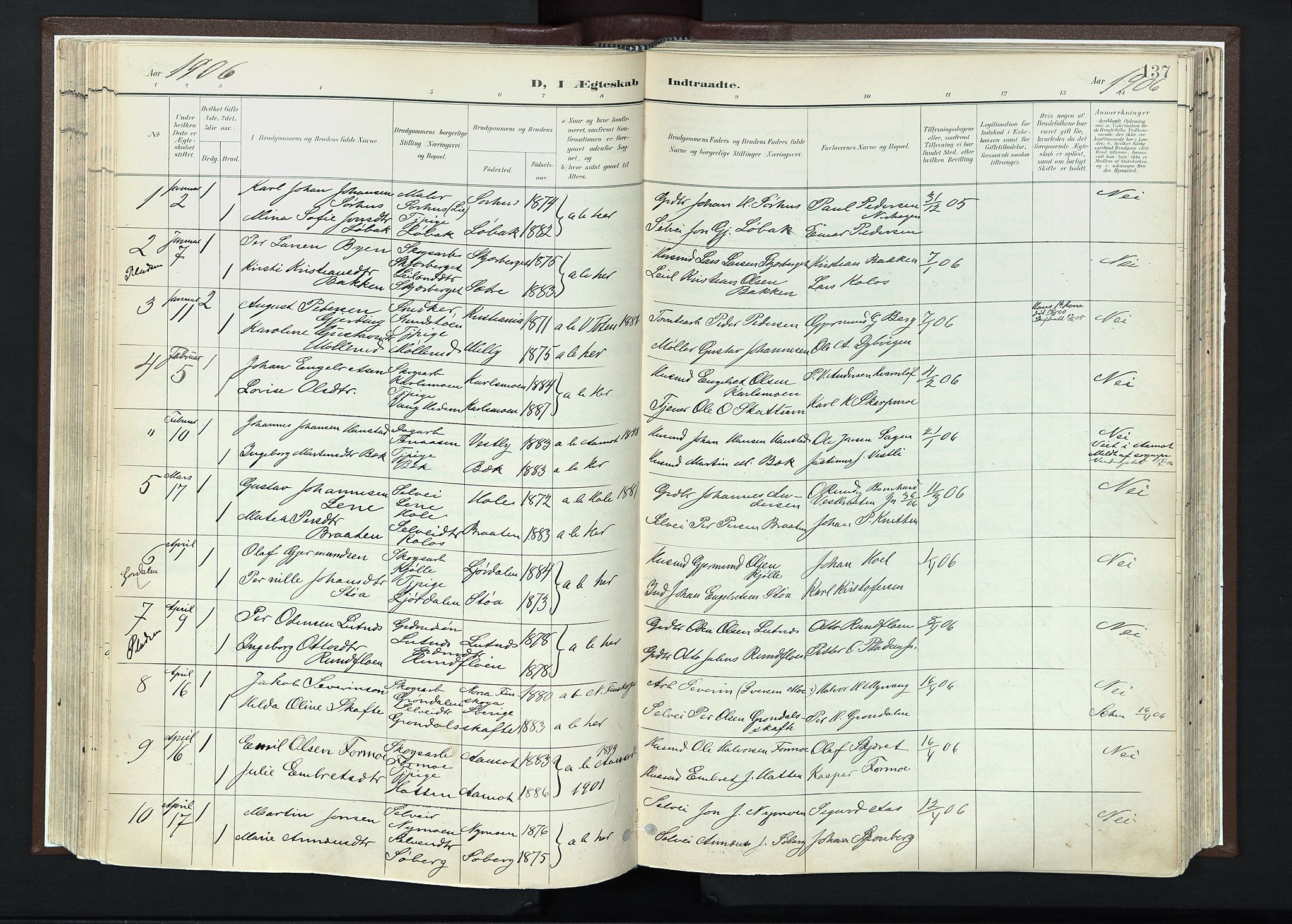 Trysil prestekontor, AV/SAH-PREST-046/H/Ha/Haa/L0013: Ministerialbok nr. 13, 1898-1911, s. 137