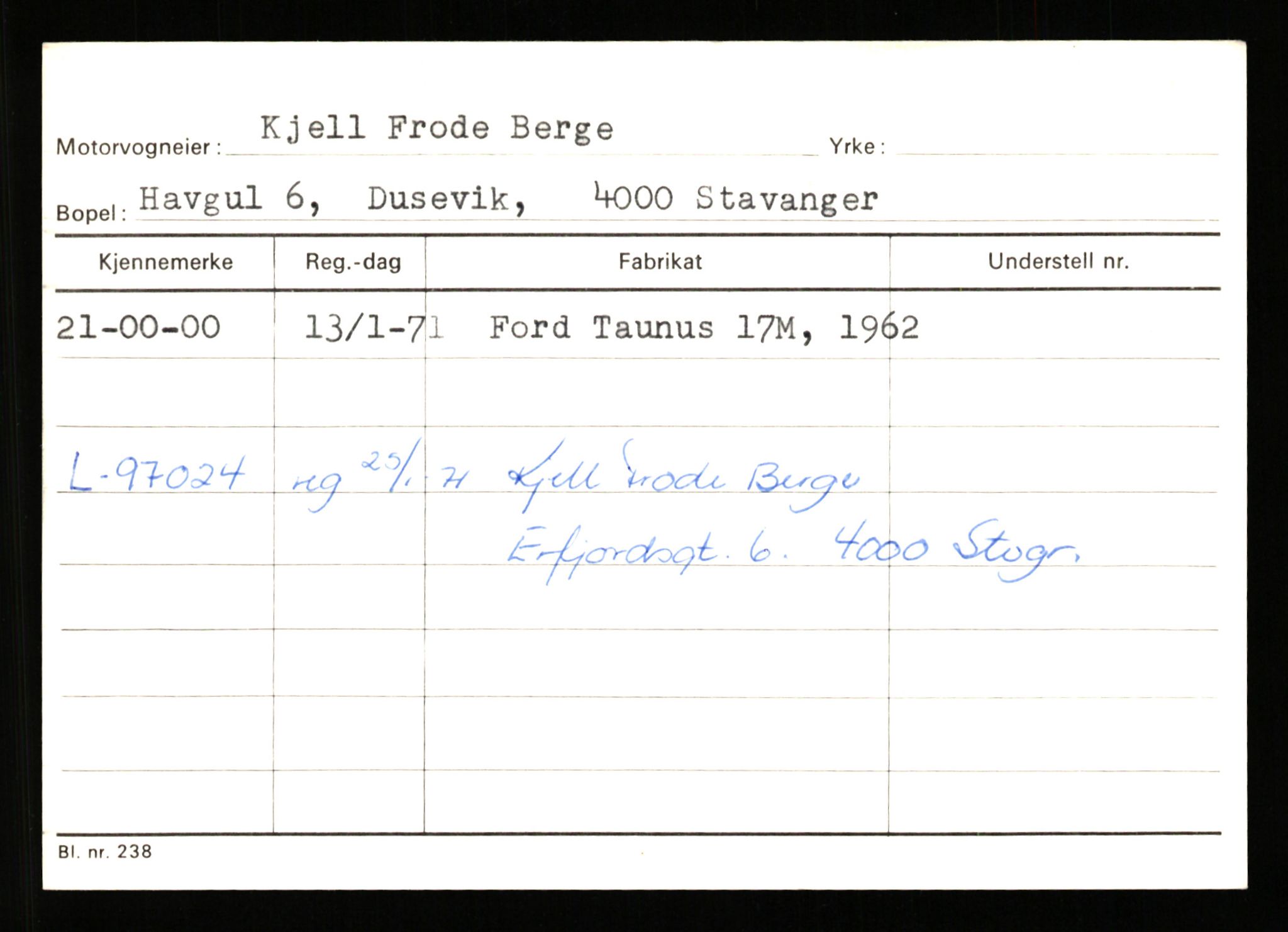 Stavanger trafikkstasjon, SAST/A-101942/0/G/L0010: Registreringsnummer: 130000 - 239953, 1930-1971, s. 2387