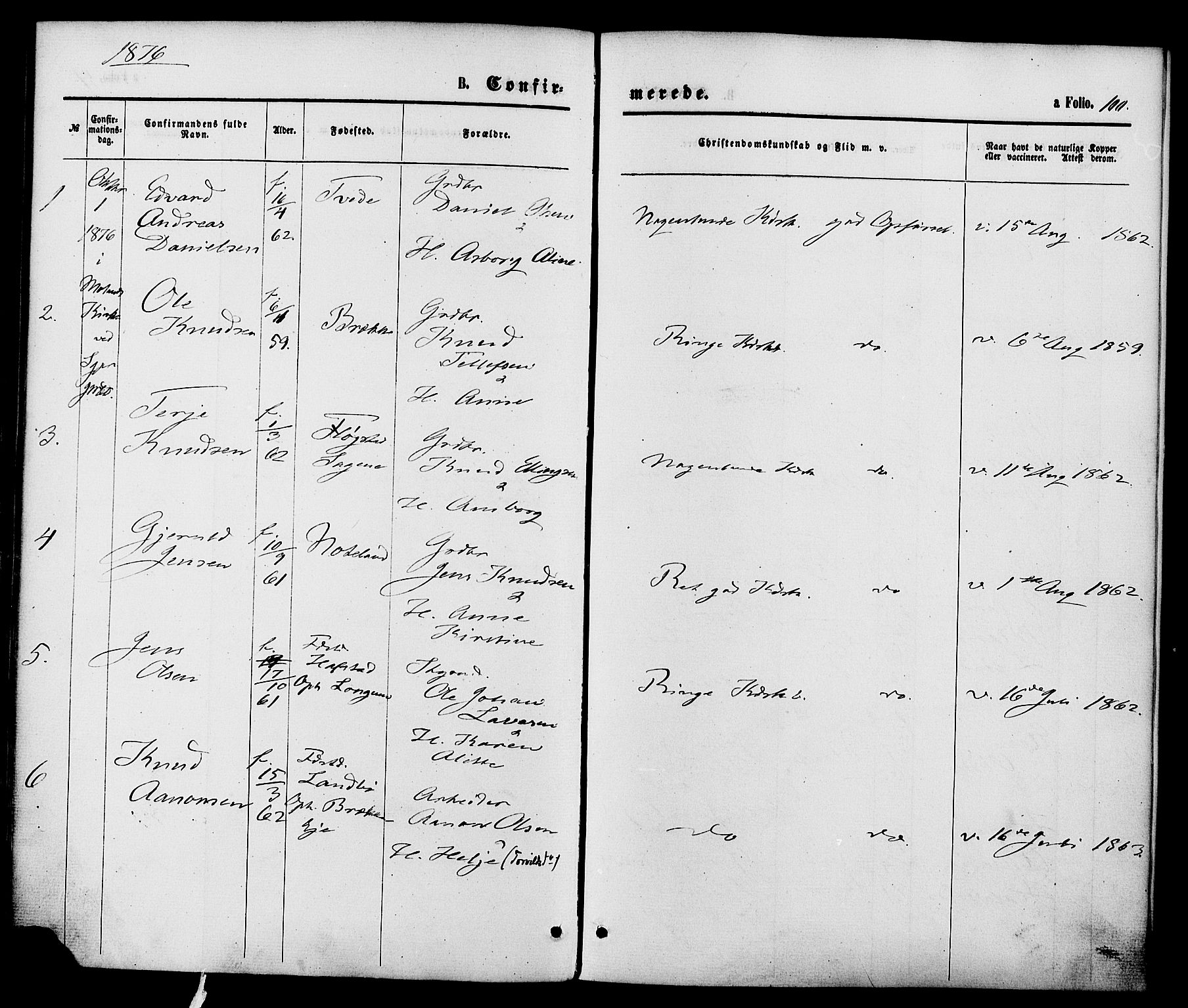 Austre Moland sokneprestkontor, AV/SAK-1111-0001/F/Fa/Faa/L0009: Ministerialbok nr. A 9, 1869-1879, s. 100