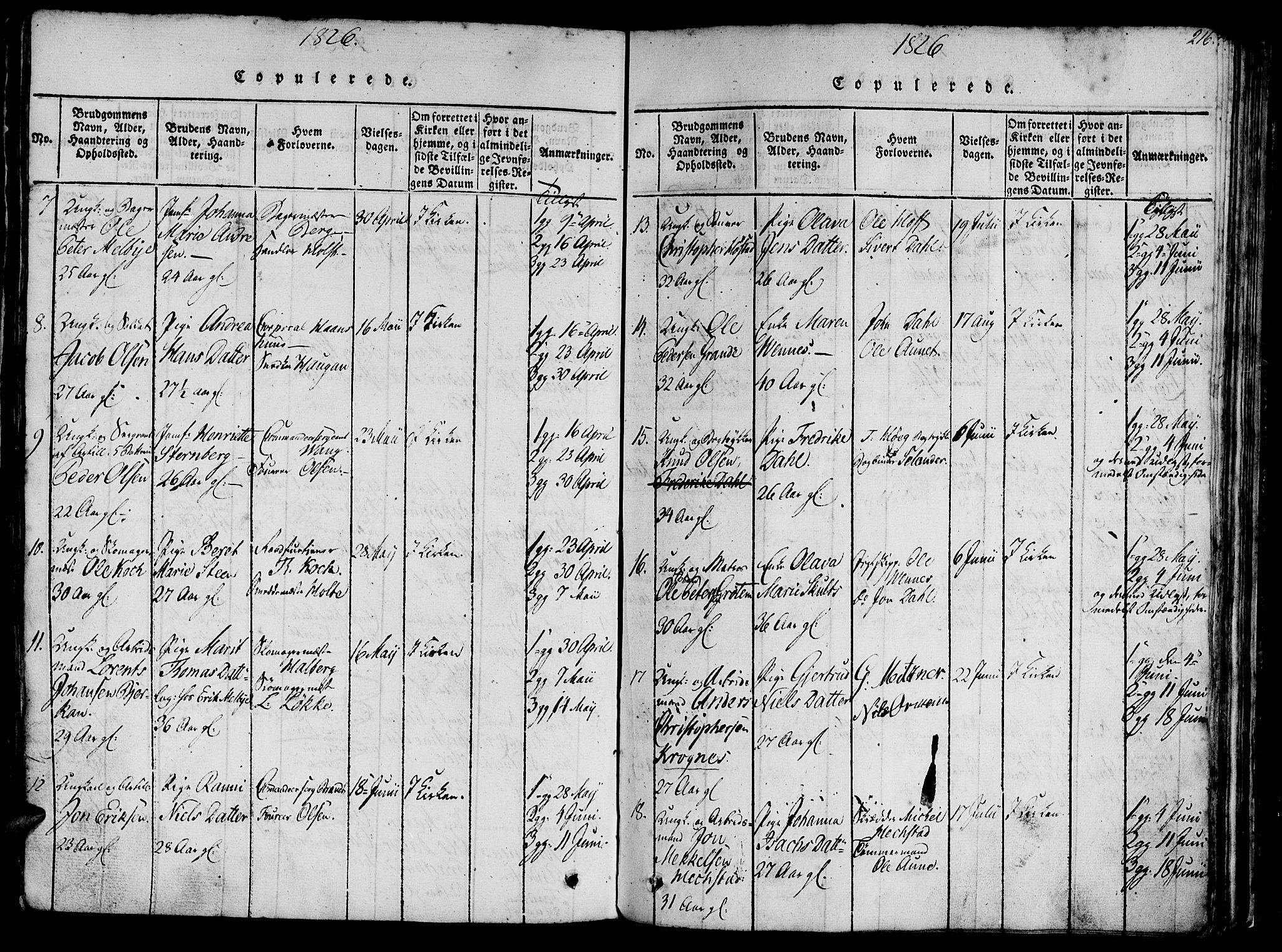 Ministerialprotokoller, klokkerbøker og fødselsregistre - Sør-Trøndelag, SAT/A-1456/602/L0135: Klokkerbok nr. 602C03, 1815-1832, s. 216