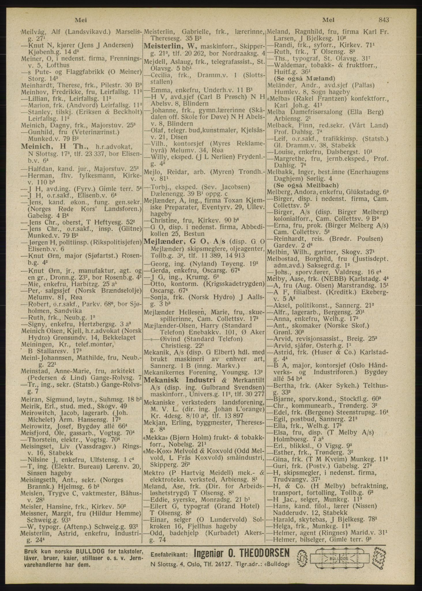 Kristiania/Oslo adressebok, PUBL/-, 1946, s. 843