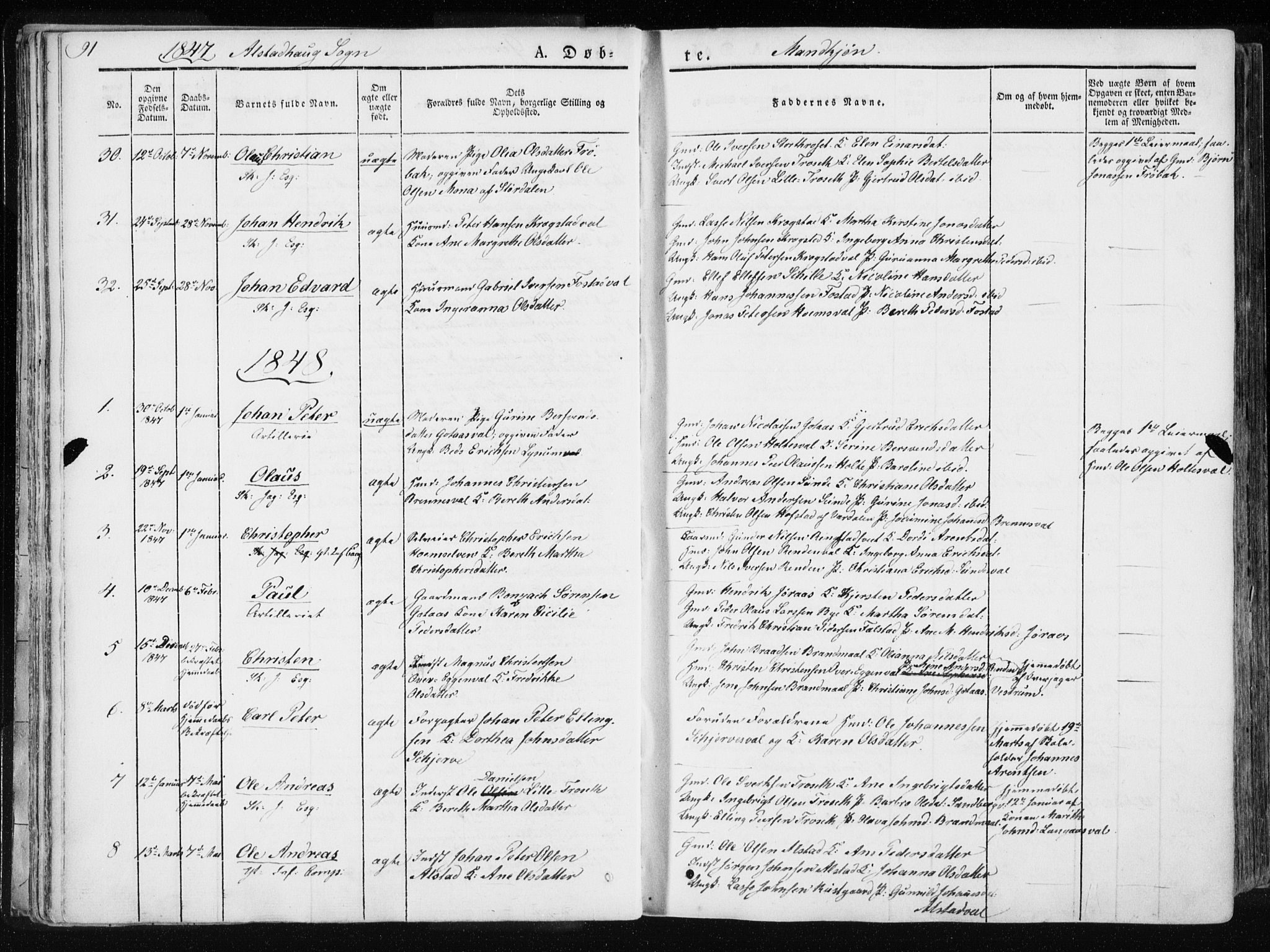 Ministerialprotokoller, klokkerbøker og fødselsregistre - Nord-Trøndelag, SAT/A-1458/717/L0154: Ministerialbok nr. 717A06 /1, 1836-1849, s. 91