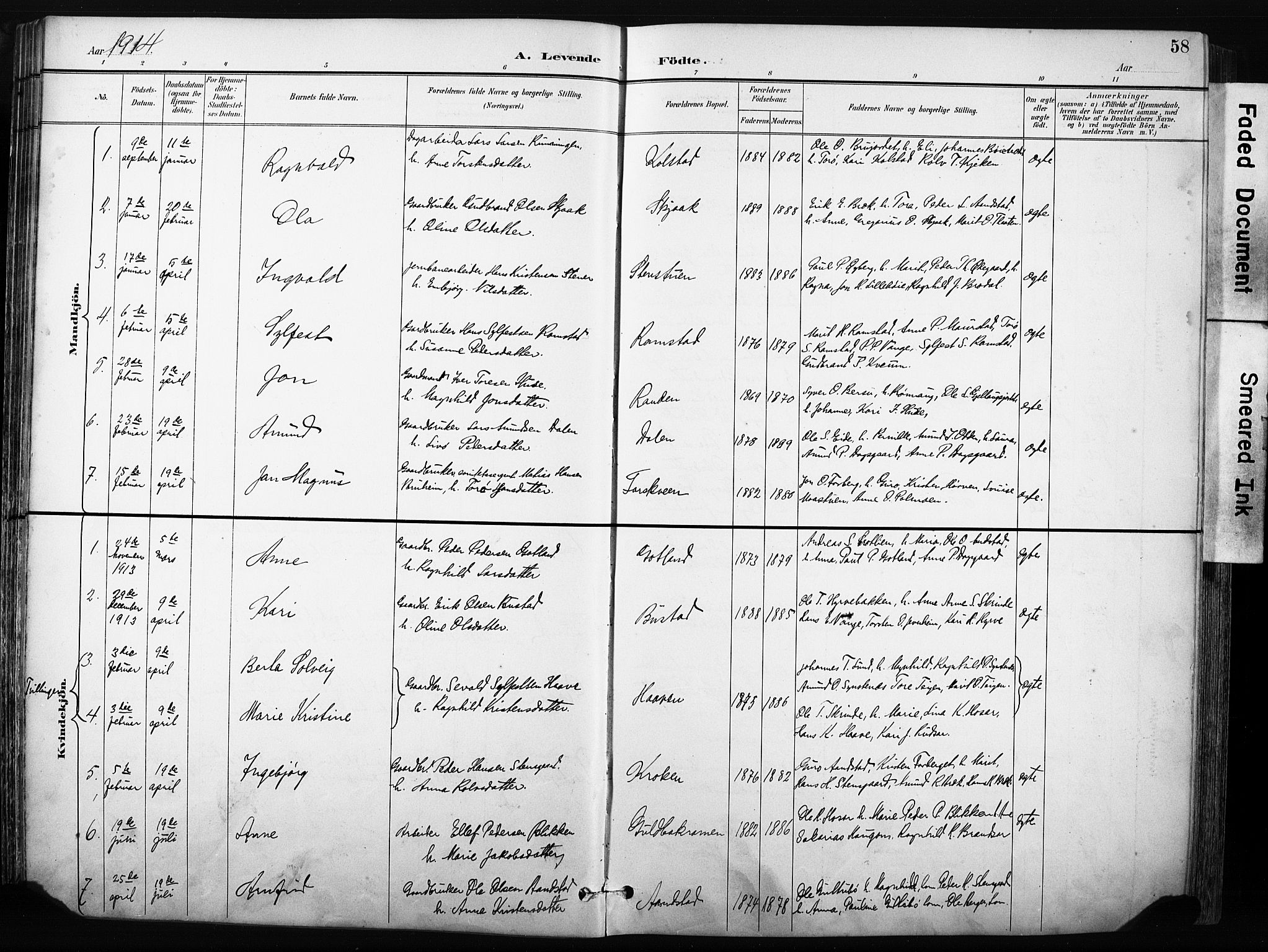 Skjåk prestekontor, AV/SAH-PREST-072/H/Ha/Hab/L0003: Klokkerbok nr. 3, 1893-1932, s. 58