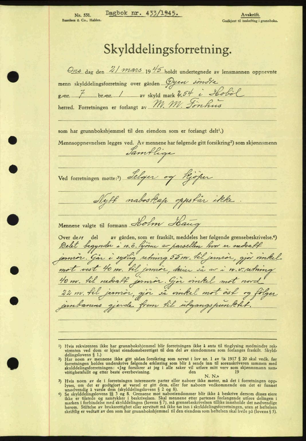 Moss sorenskriveri, SAO/A-10168: Pantebok nr. A13, 1944-1945, Dagboknr: 433/1945