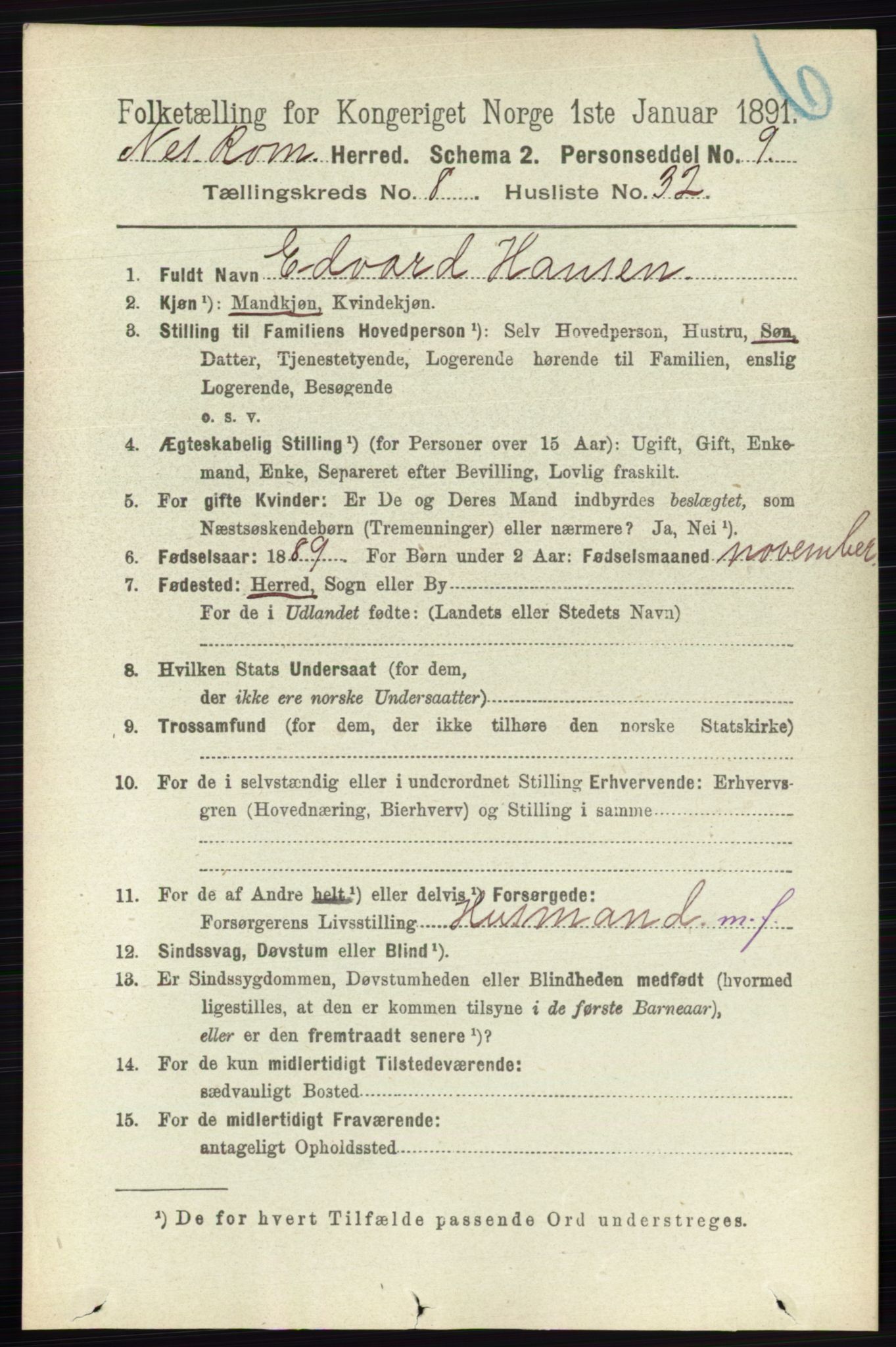 RA, Folketelling 1891 for 0236 Nes herred, 1891, s. 4802