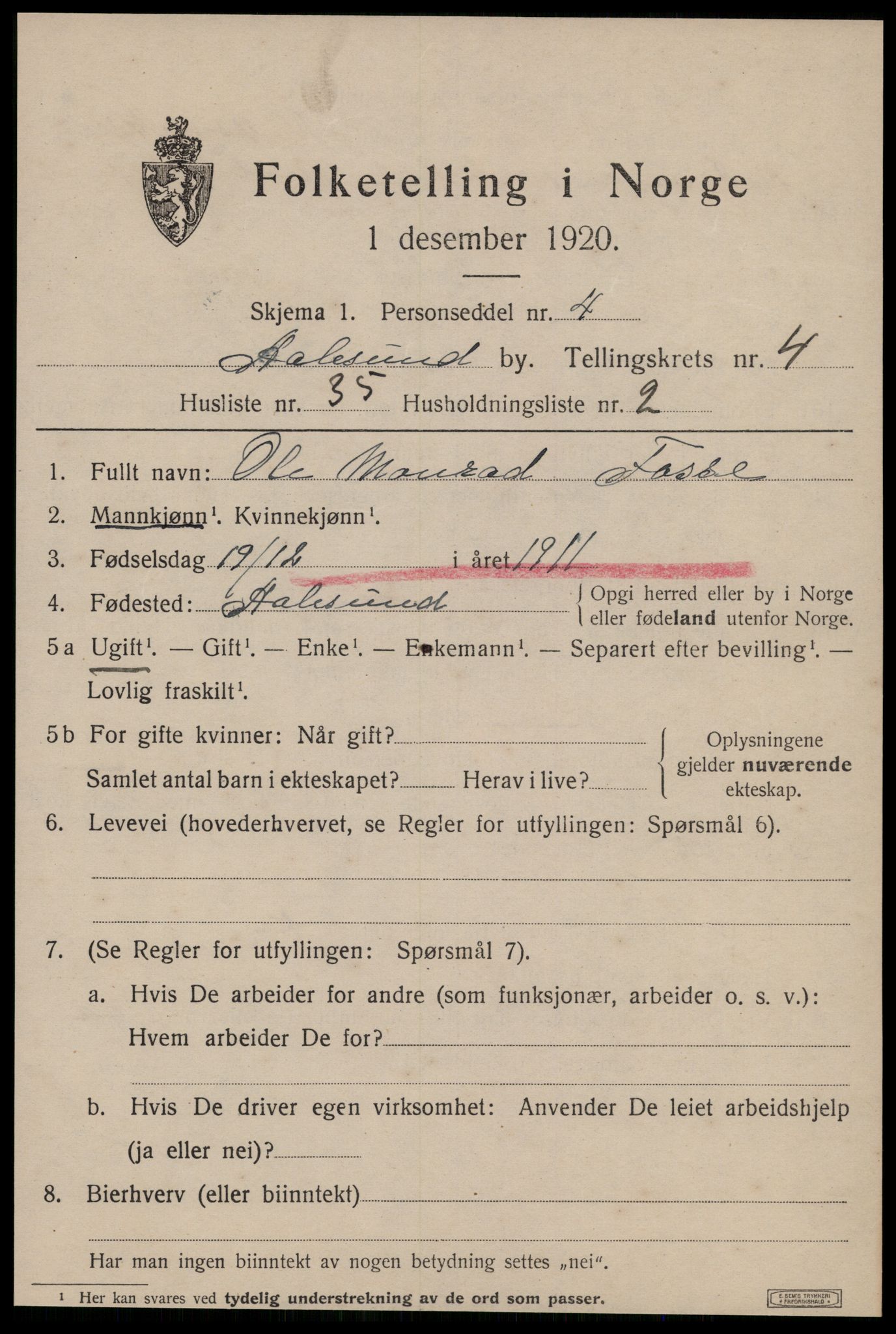 SAT, Folketelling 1920 for 1501 Ålesund kjøpstad, 1920, s. 15738