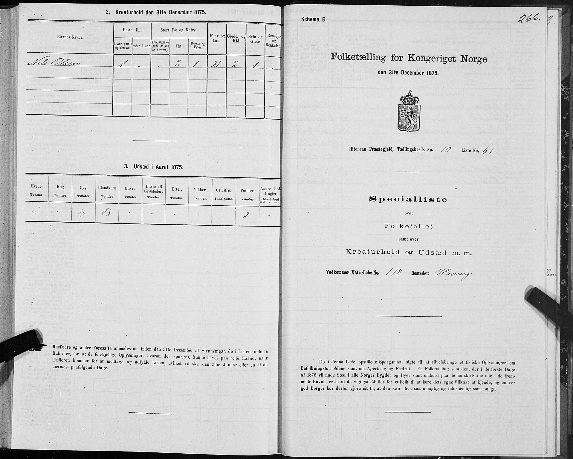 SAT, Folketelling 1875 for 1617P Hitra prestegjeld, 1875, s. 5266