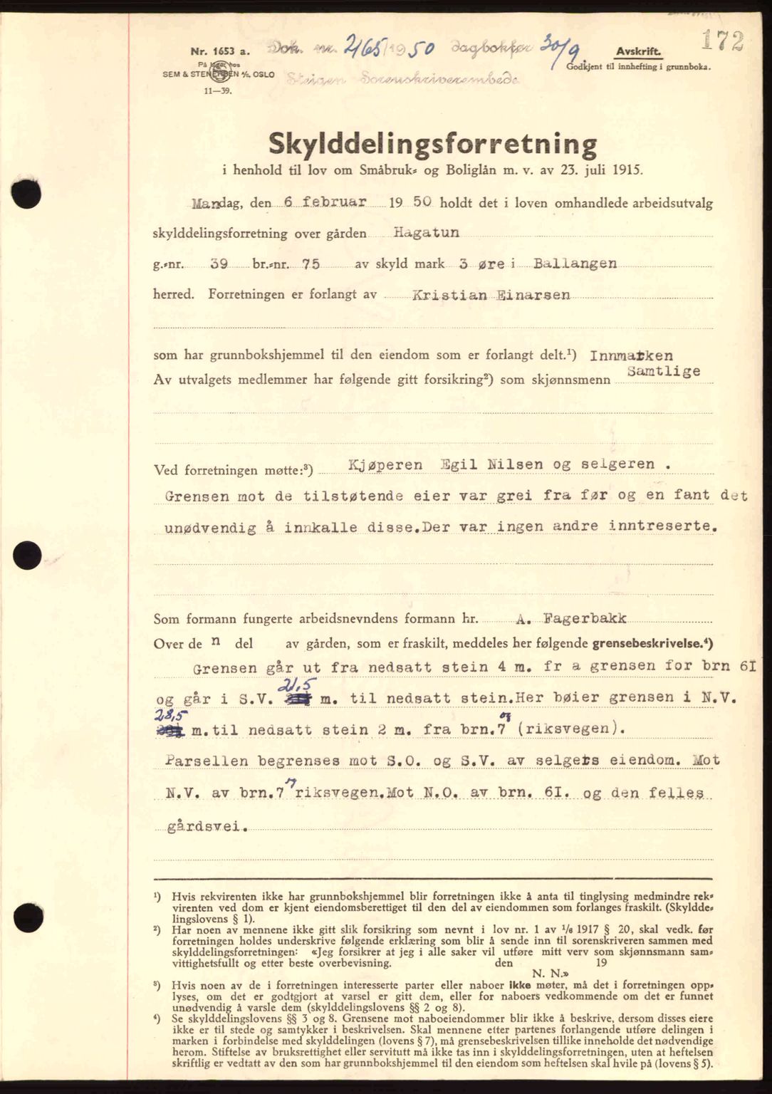 Steigen og Ofoten sorenskriveri, SAT/A-0030/1/2/2C: Pantebok nr. A21, 1950-1950, Dagboknr: 2165/1950