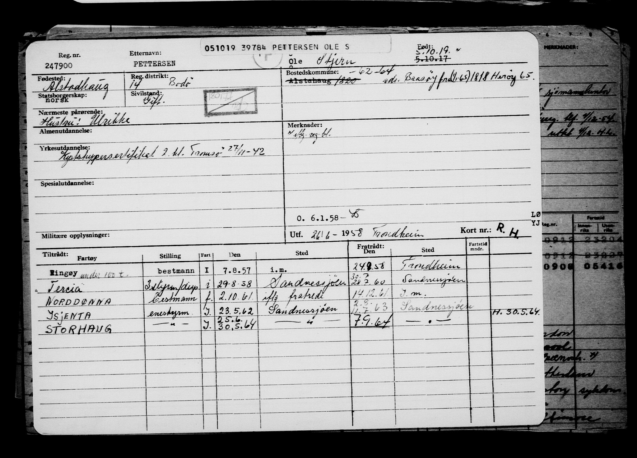 Direktoratet for sjømenn, AV/RA-S-3545/G/Gb/L0172: Hovedkort, 1919, s. 450