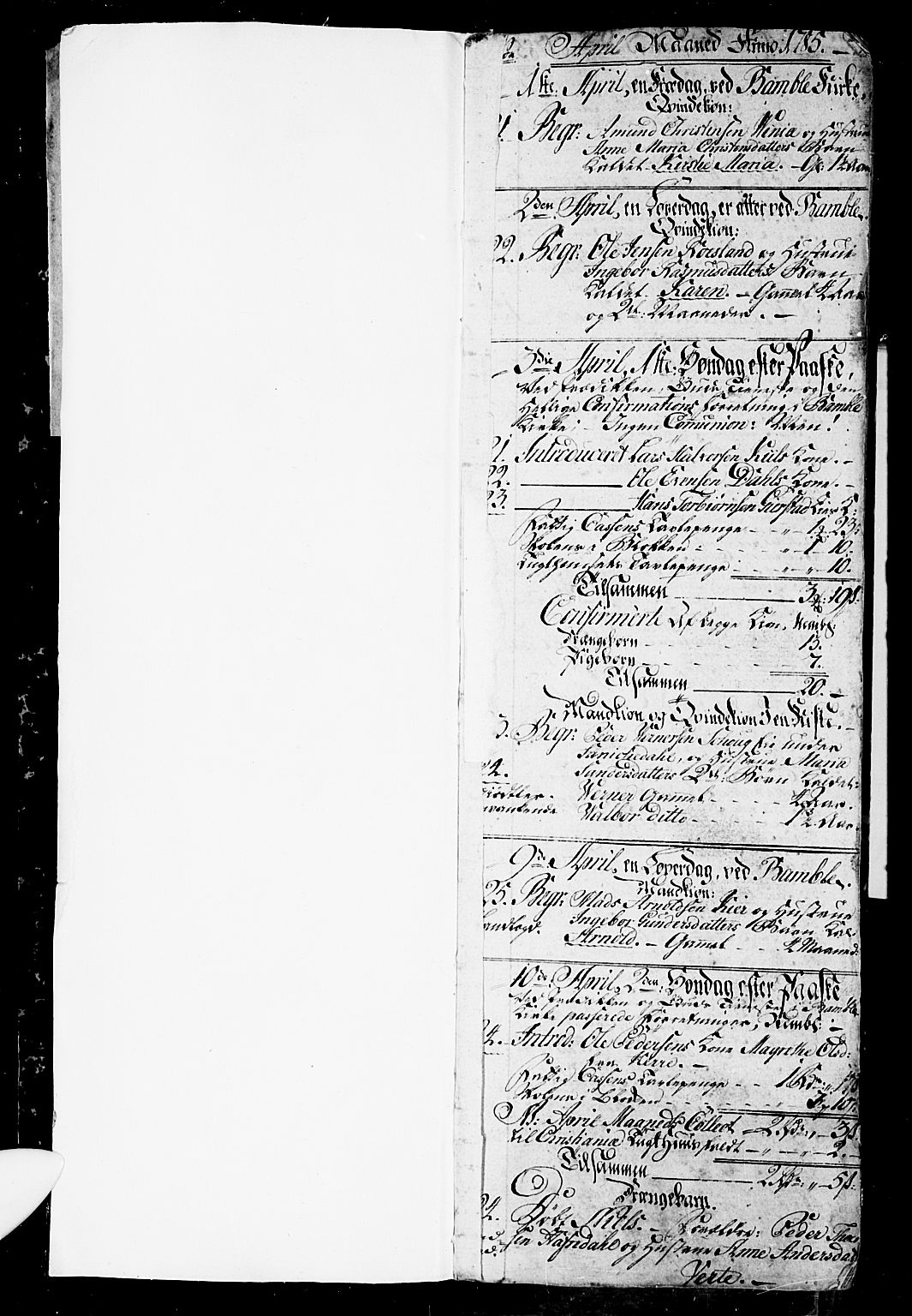 Bamble kirkebøker, AV/SAKO-A-253/G/Ga/L0001: Klokkerbok nr. I 1, 1785-1793
