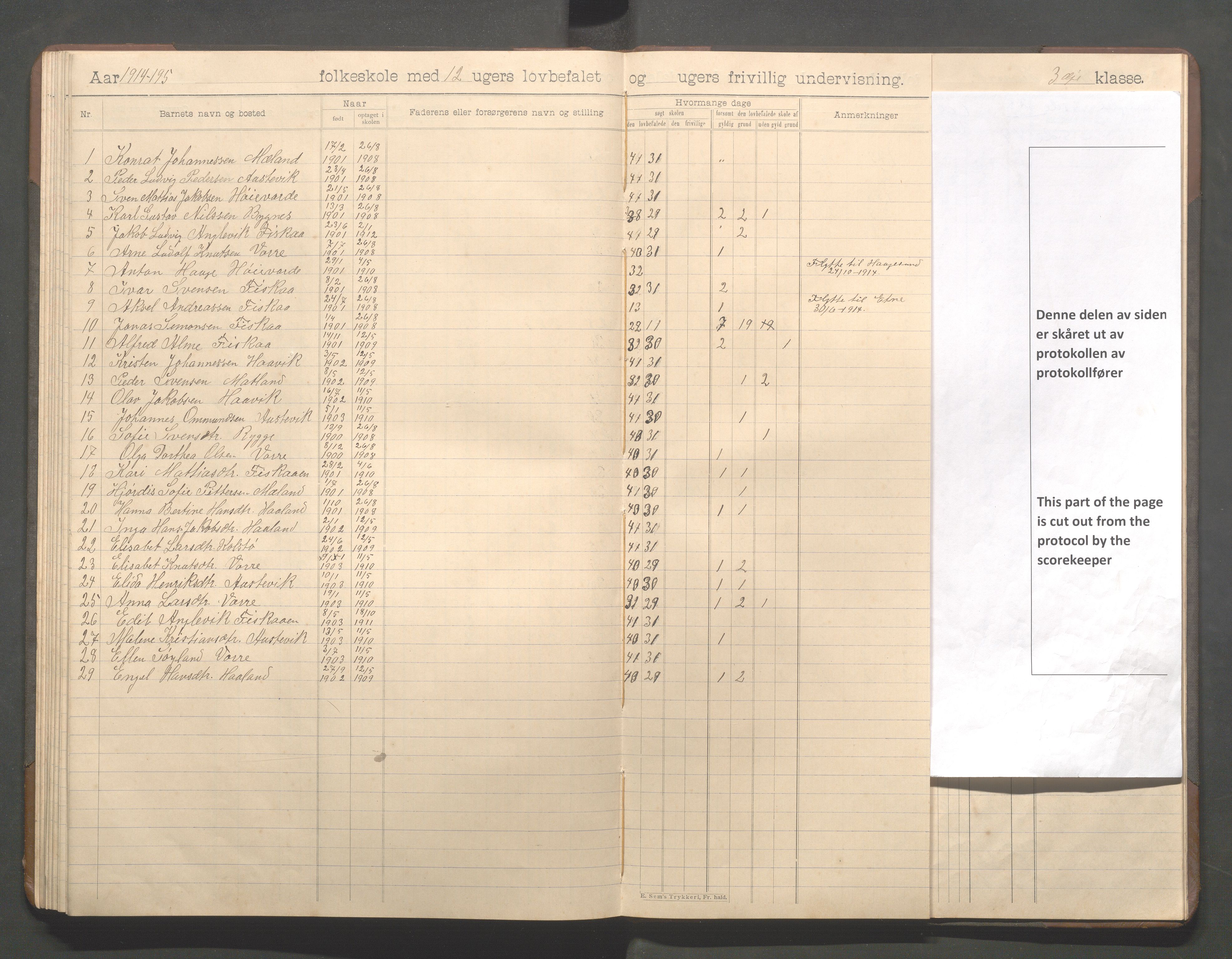 Avaldsnes kommune - Haavik skole, IKAR/K-101689/H/L0001: Skoleprotokoll, 1900-1916, s. 91