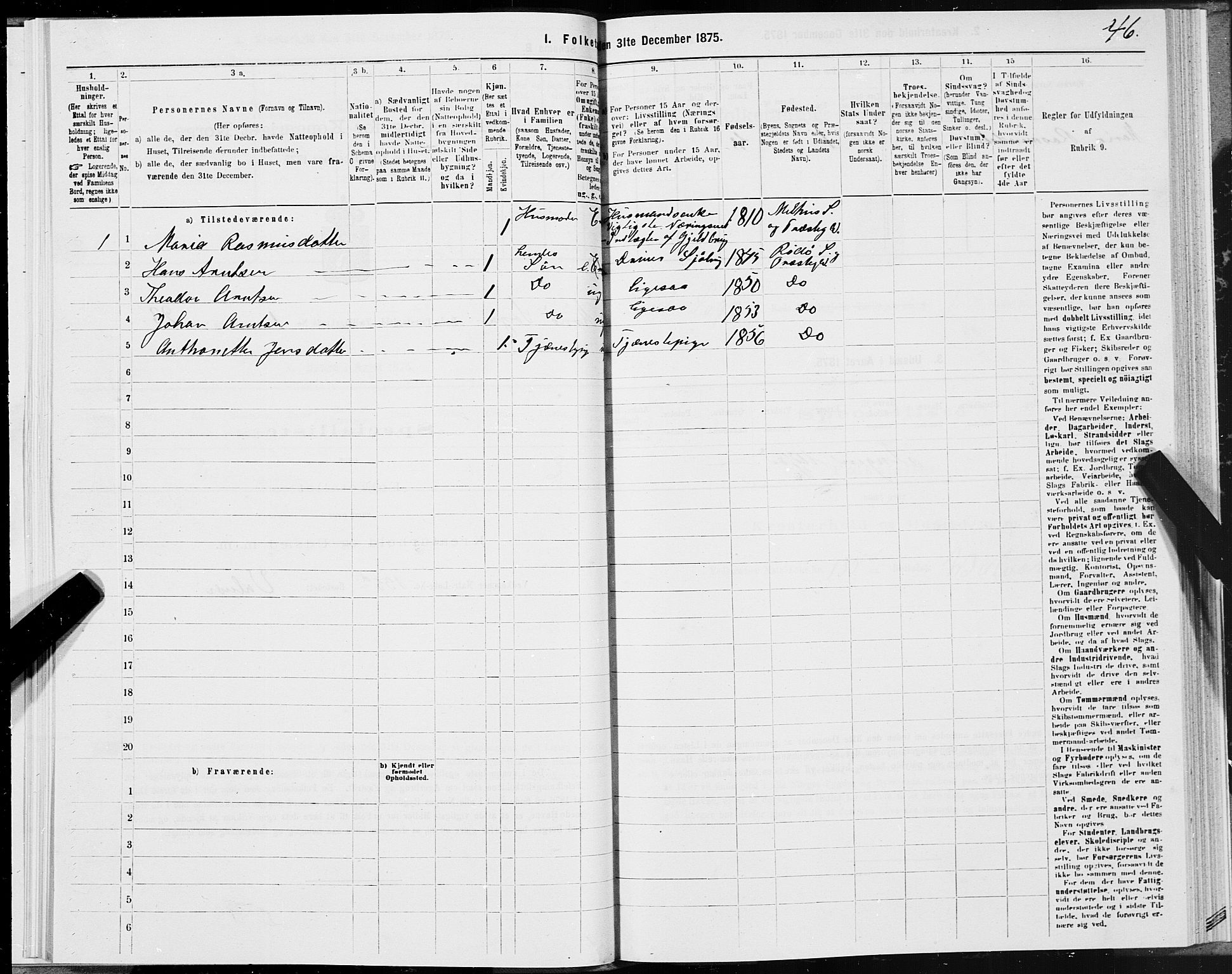 SAT, Folketelling 1875 for 1836P Rødøy prestegjeld, 1875, s. 1046