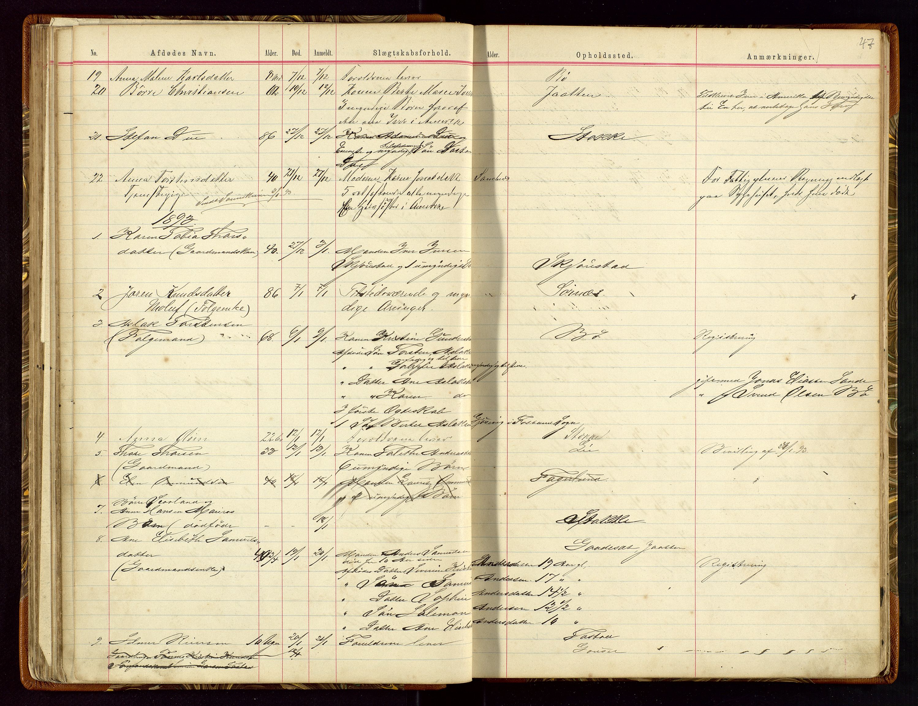 Hetland lensmannskontor, SAST/A-100101/Gga/L0001: Dødsfallprotokoll, 1883-1910, s. 47