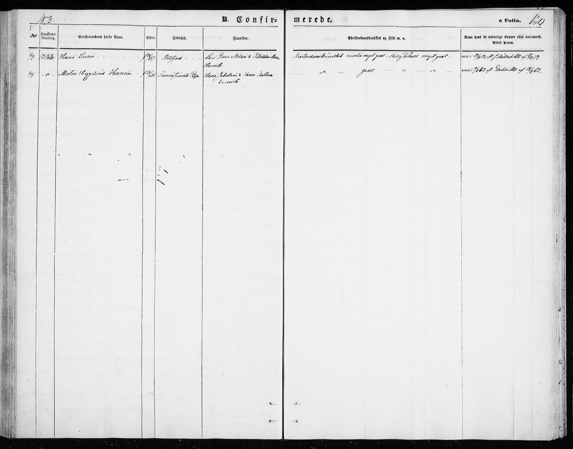 Lenvik sokneprestembete, AV/SATØ-S-1310/H/Ha/Haa/L0009kirke: Ministerialbok nr. 9, 1866-1873, s. 130