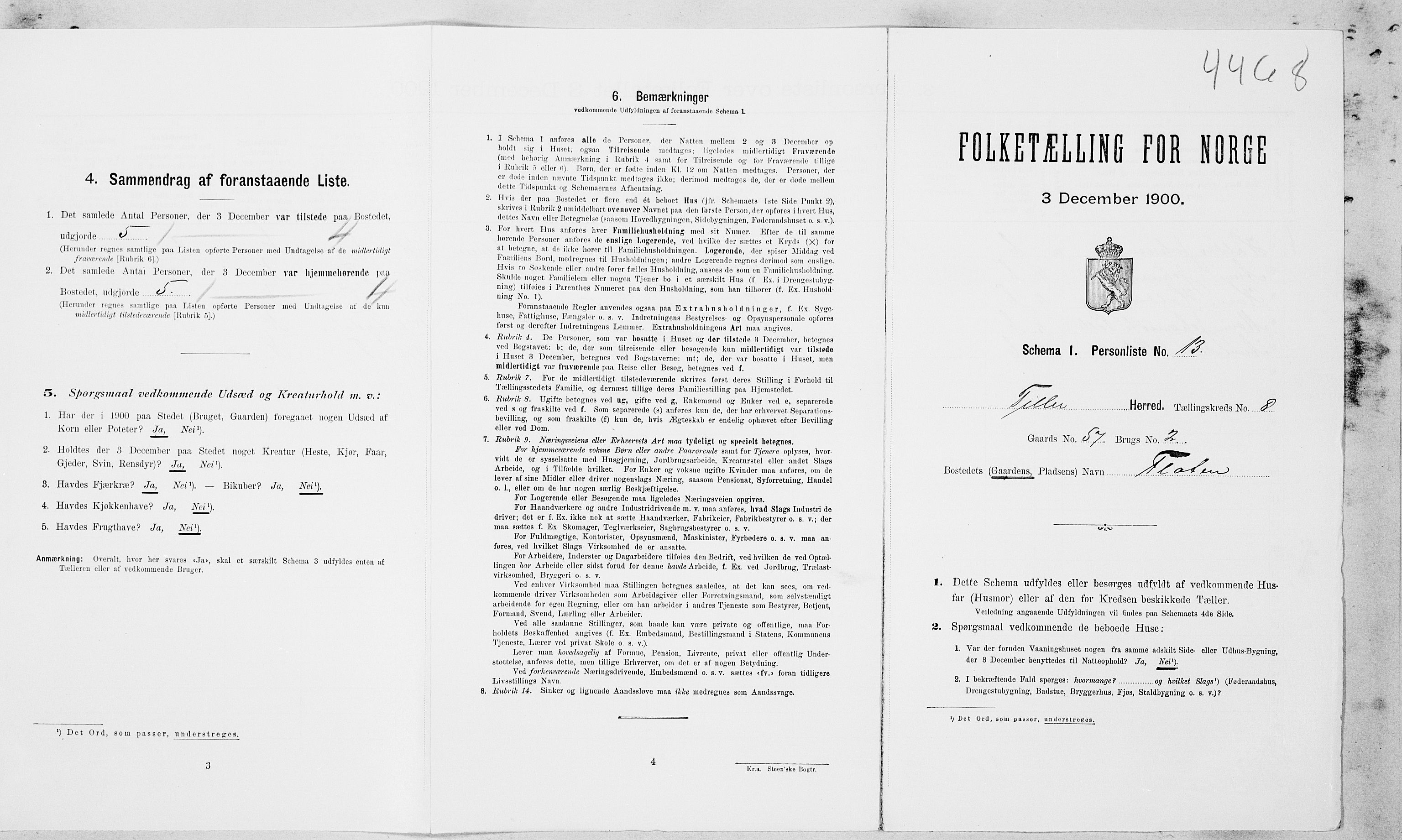 SAT, Folketelling 1900 for 1661 Tiller herred, 1900, s. 138