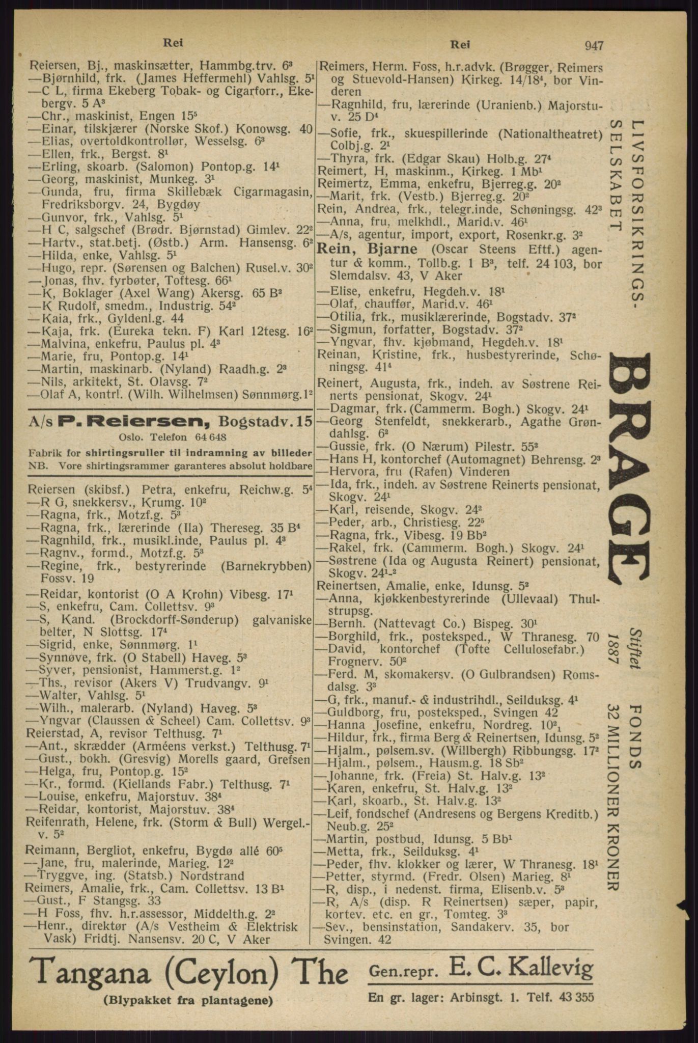Kristiania/Oslo adressebok, PUBL/-, 1927, s. 947