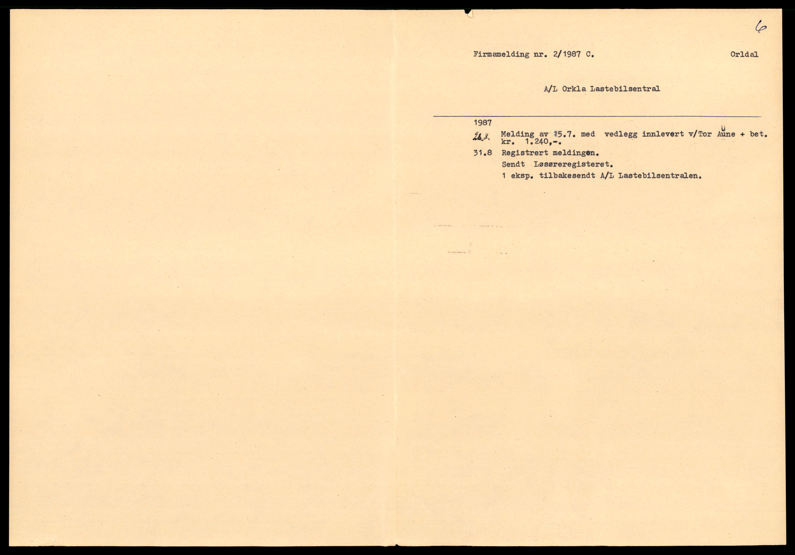 Orkdal sorenskriveri, SAT/A-4169/2/J/Jd/Jdc/L0017: Andelslag, O, 1904-1987, s. 1