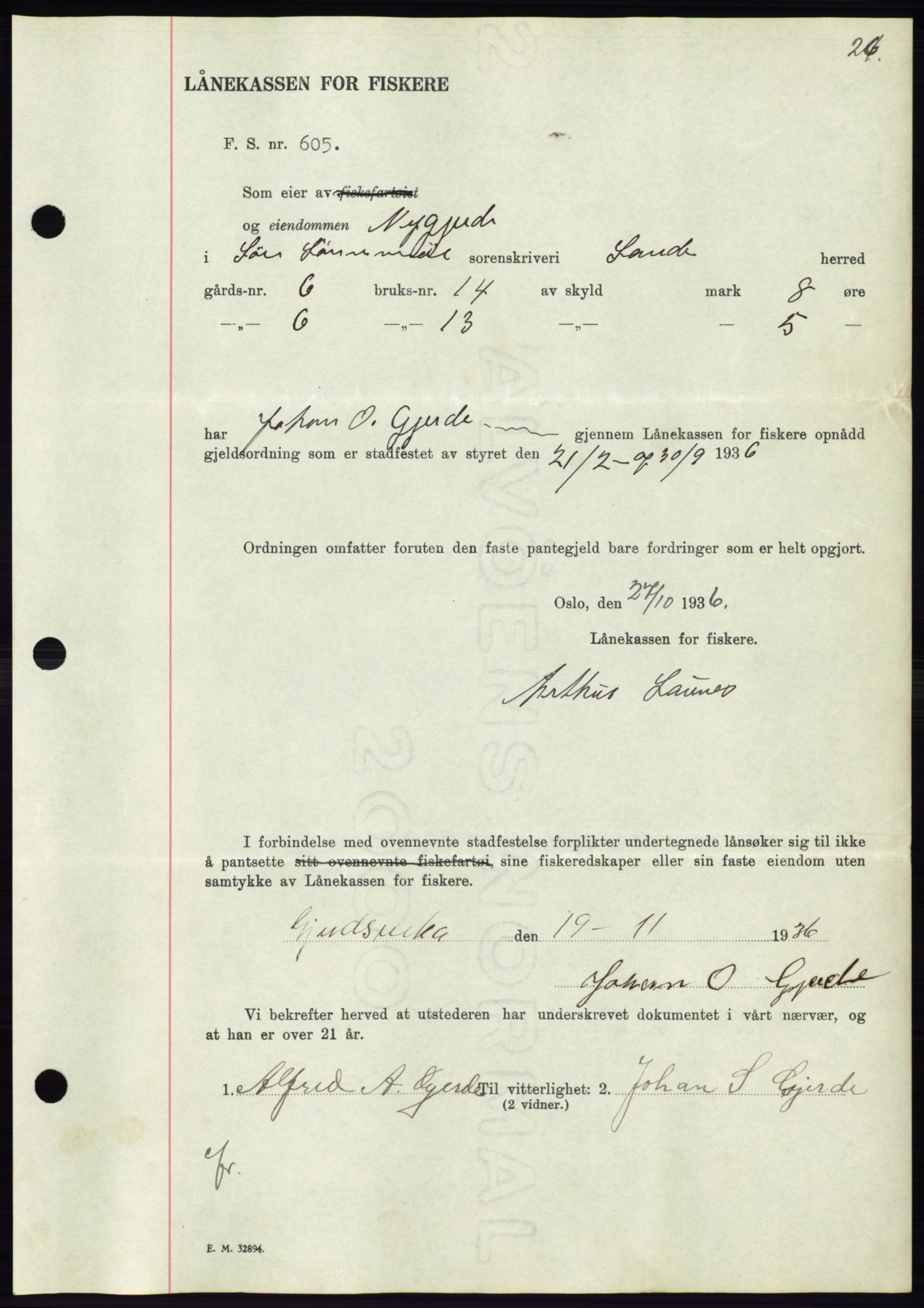 Søre Sunnmøre sorenskriveri, AV/SAT-A-4122/1/2/2C/L0063: Pantebok nr. 57, 1937-1937, Dagboknr: 582/1937