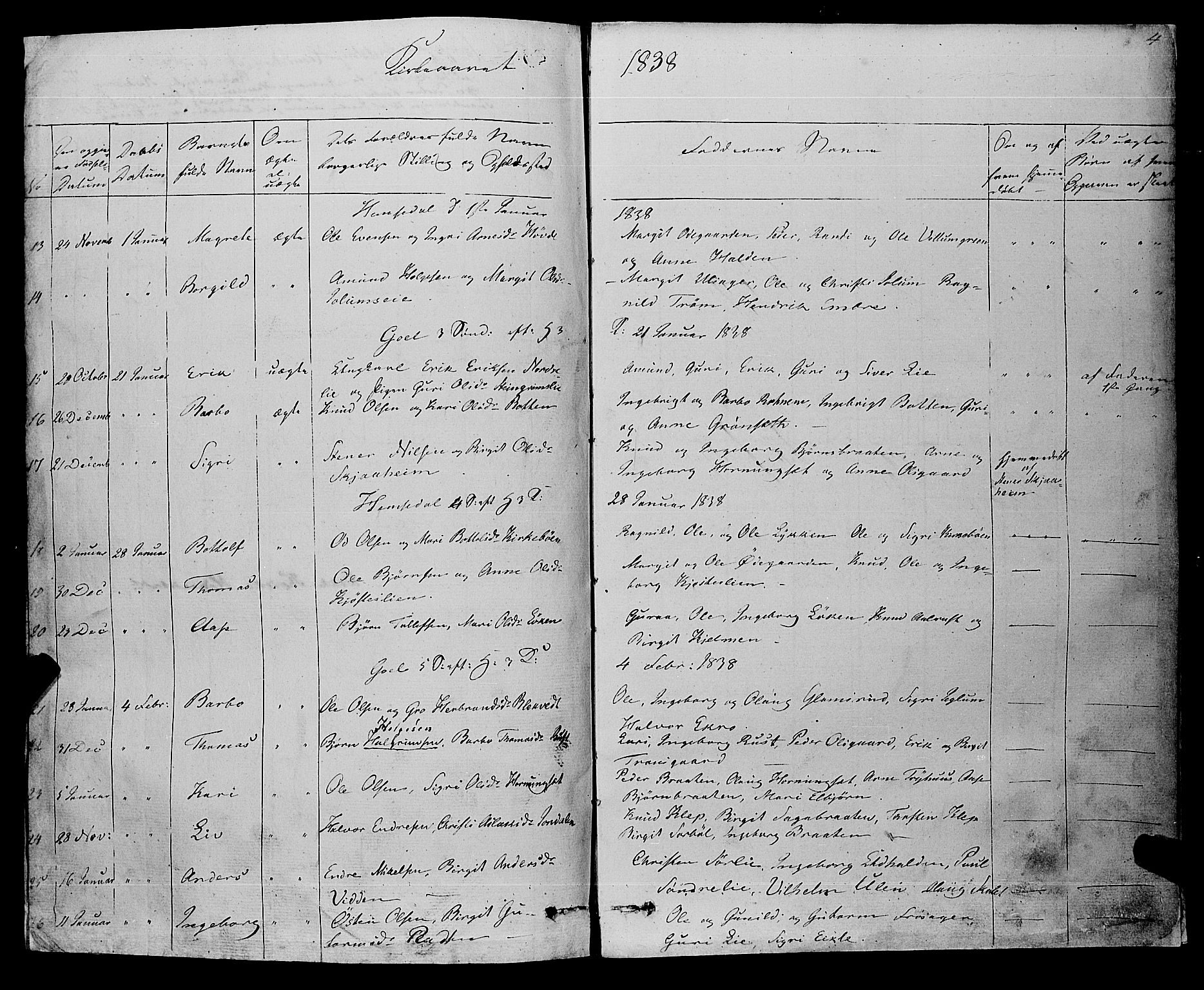 Gol kirkebøker, AV/SAKO-A-226/F/Fa/L0002: Ministerialbok nr. I 2, 1837-1863, s. 3-4
