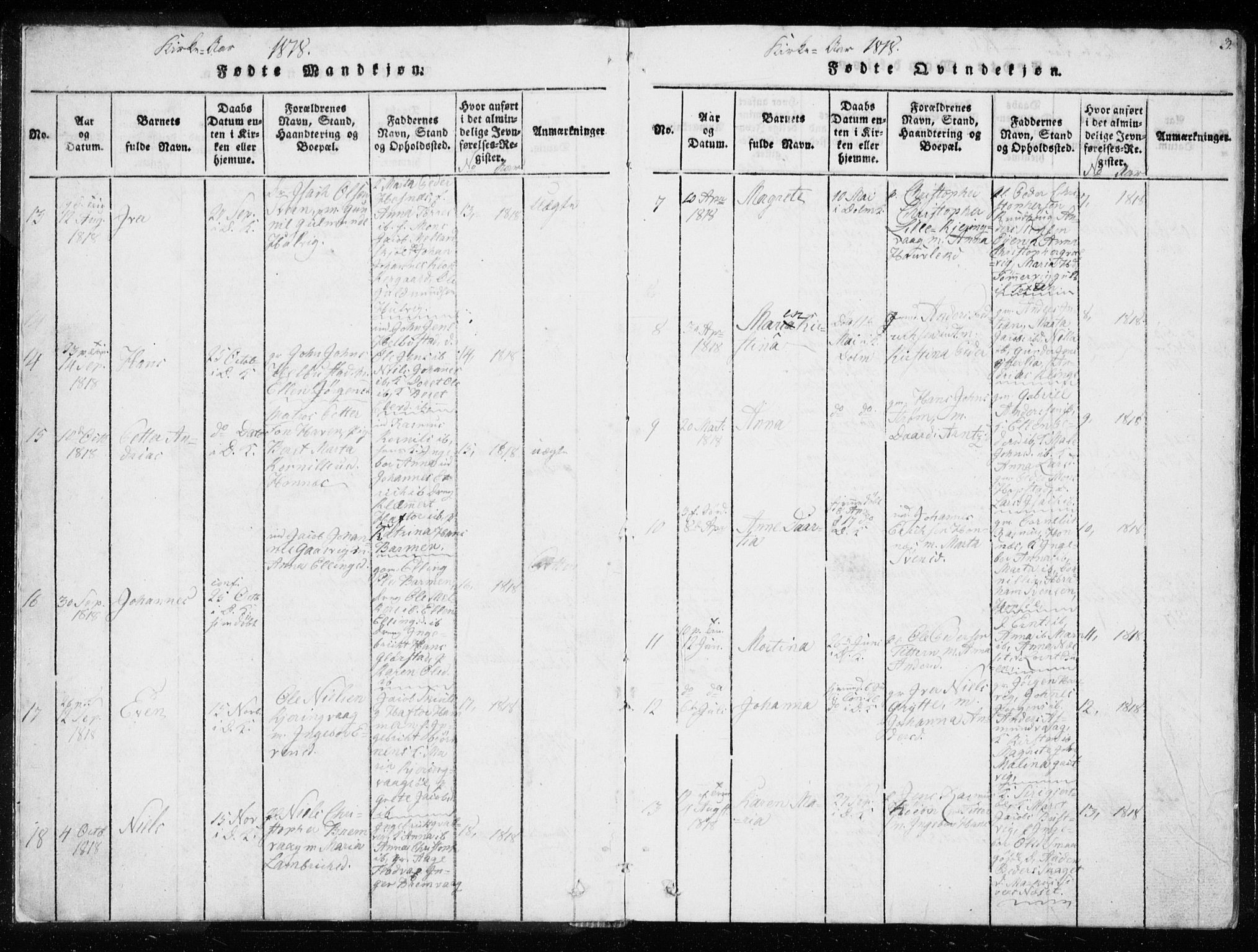 Ministerialprotokoller, klokkerbøker og fødselsregistre - Sør-Trøndelag, SAT/A-1456/634/L0527: Ministerialbok nr. 634A03, 1818-1826, s. 3