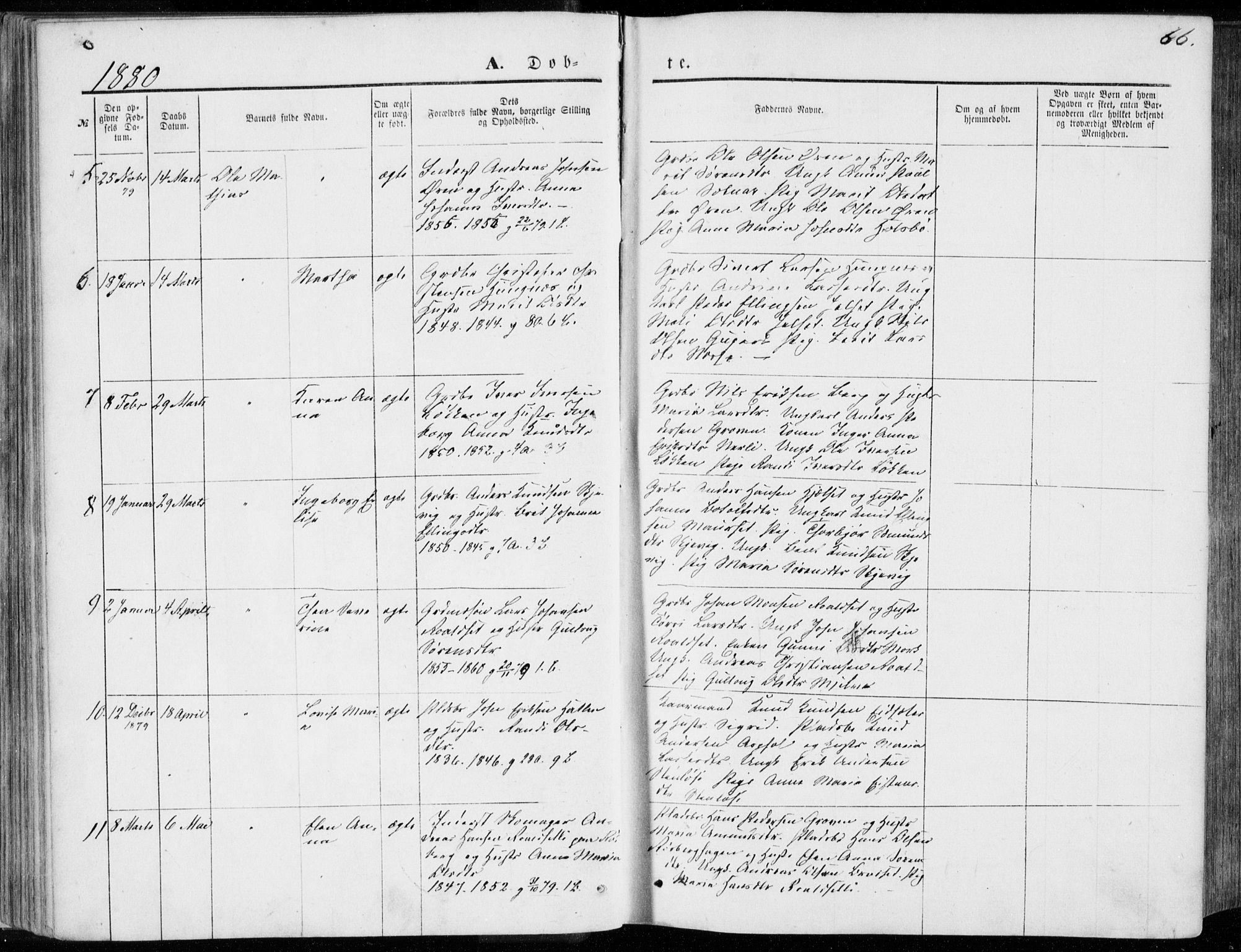 Ministerialprotokoller, klokkerbøker og fødselsregistre - Møre og Romsdal, AV/SAT-A-1454/557/L0681: Ministerialbok nr. 557A03, 1869-1886, s. 66