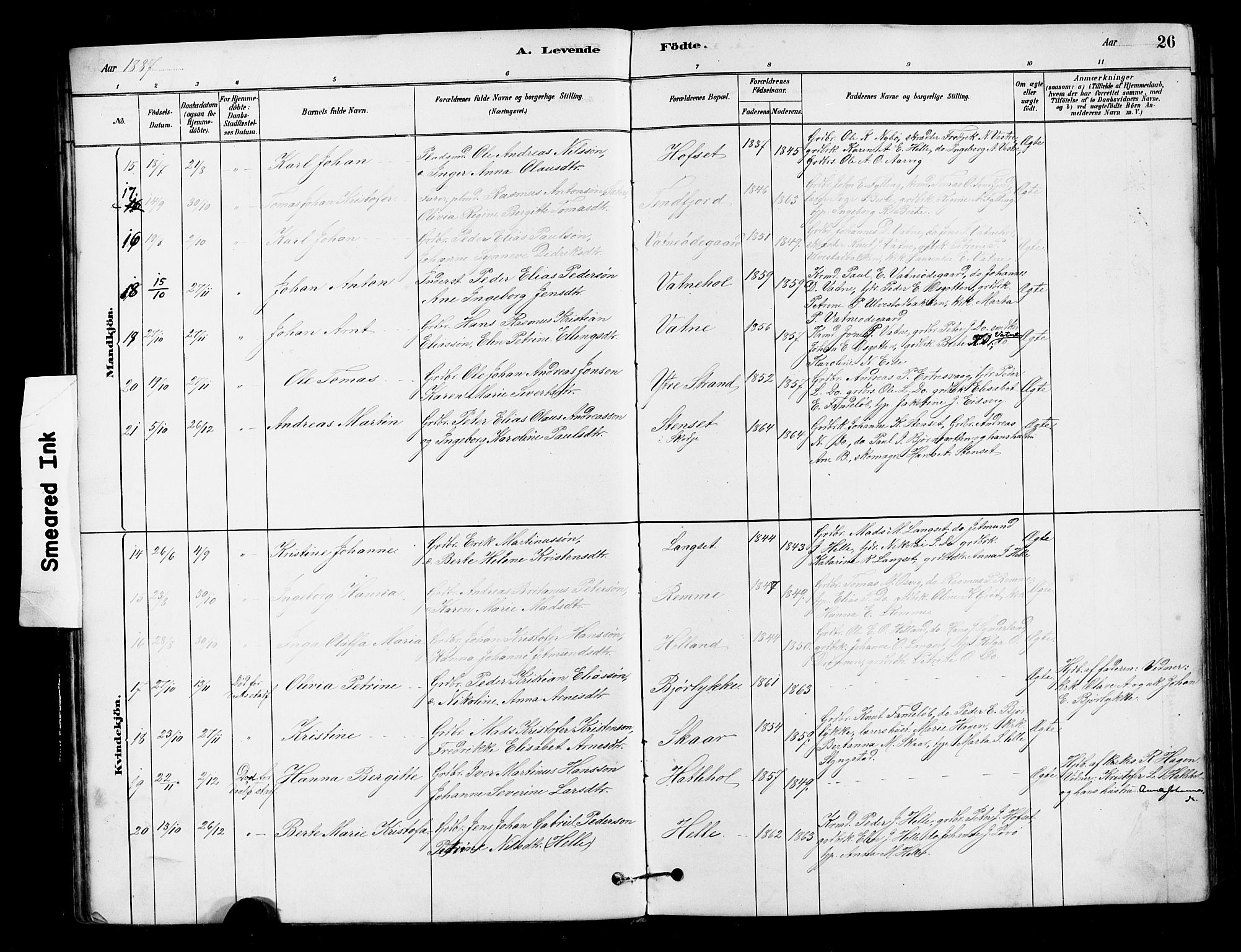Ministerialprotokoller, klokkerbøker og fødselsregistre - Møre og Romsdal, SAT/A-1454/525/L0376: Klokkerbok nr. 525C02, 1880-1902, s. 26