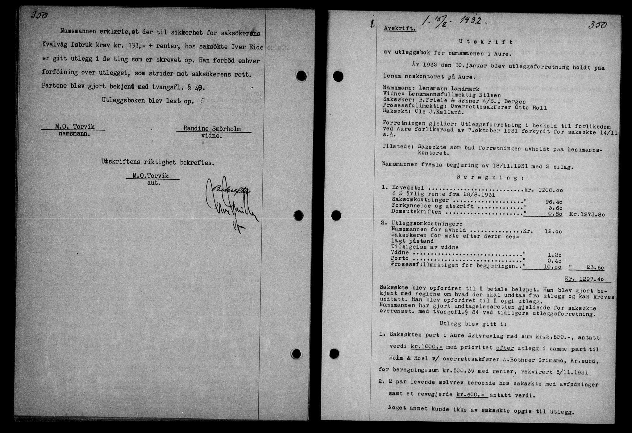 Nordmøre sorenskriveri, SAT/A-4132/1/2/2Ca: Pantebok nr. 64, 1931-1932, Tingl.dato: 15.02.1932