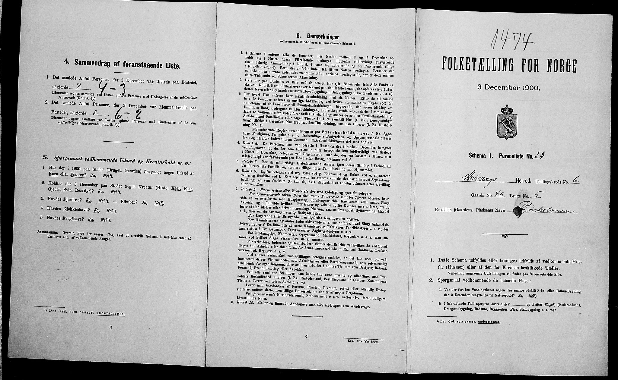 SAK, Folketelling 1900 for 0927 Høvåg herred, 1900, s. 651