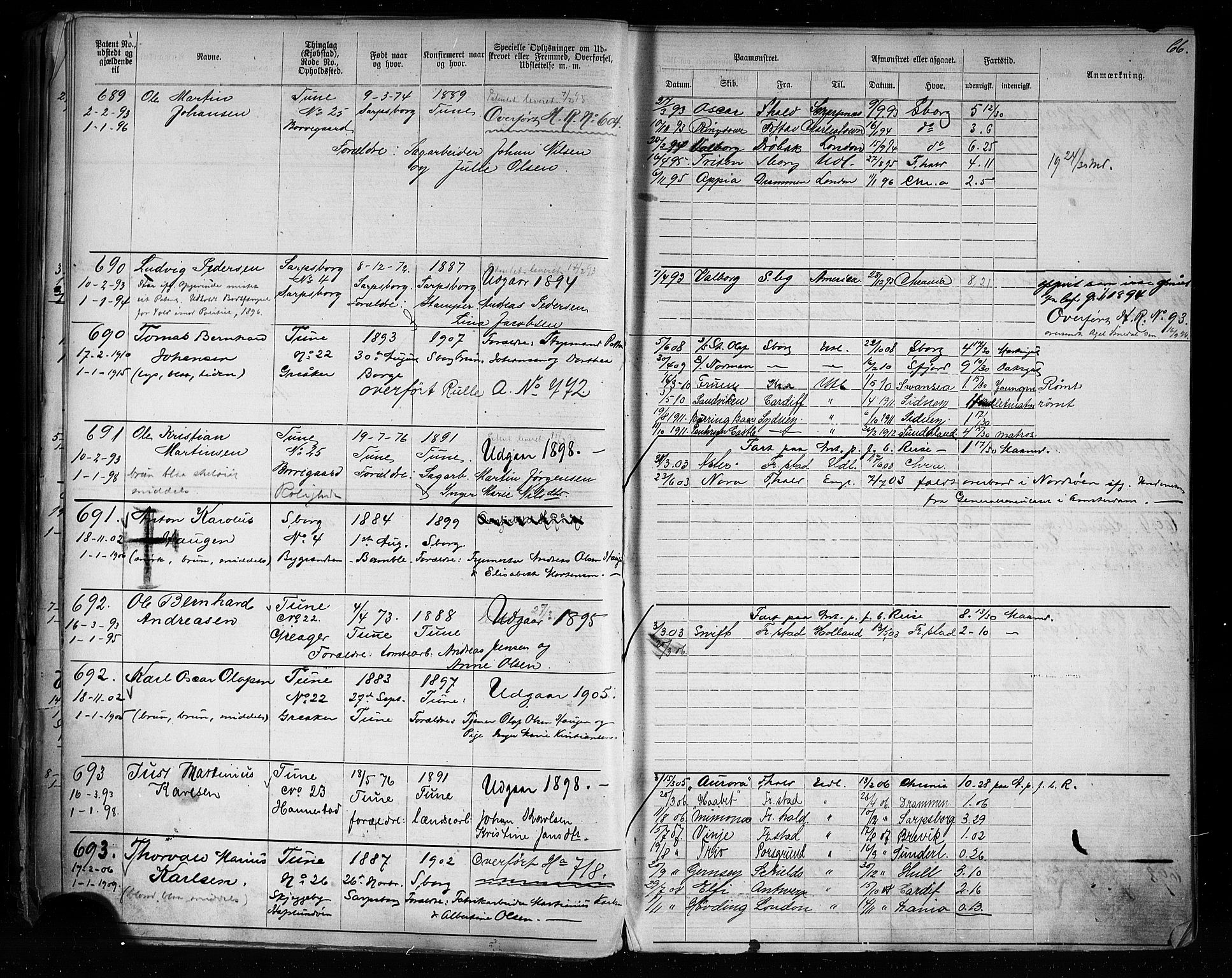 Sarpsborg mønstringskontor, AV/SAO-A-10569c/F/Fc/Fca/L0005: Annotasjonsrulle, 1881-1913, s. 70