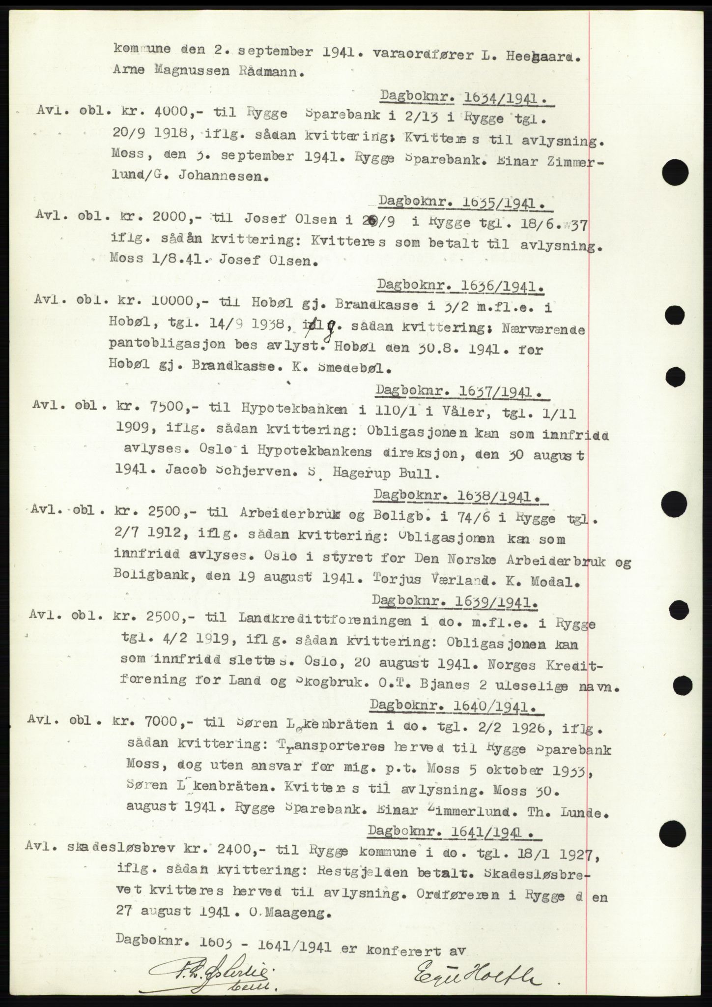 Moss sorenskriveri, SAO/A-10168: Pantebok nr. C10, 1938-1950, Dagboknr: 1634/1941