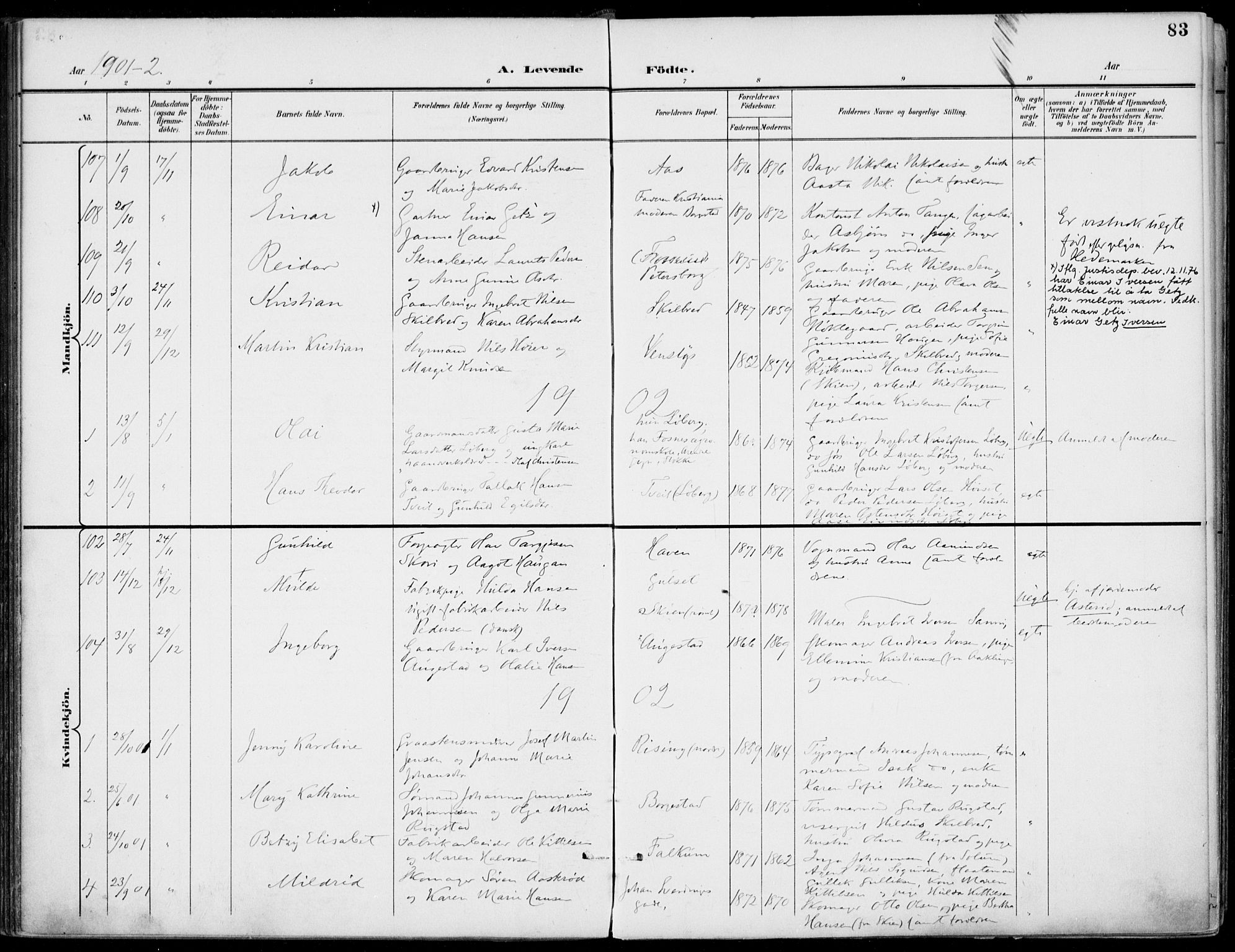 Gjerpen kirkebøker, AV/SAKO-A-265/F/Fa/L0011: Ministerialbok nr. I 11, 1896-1904, s. 83