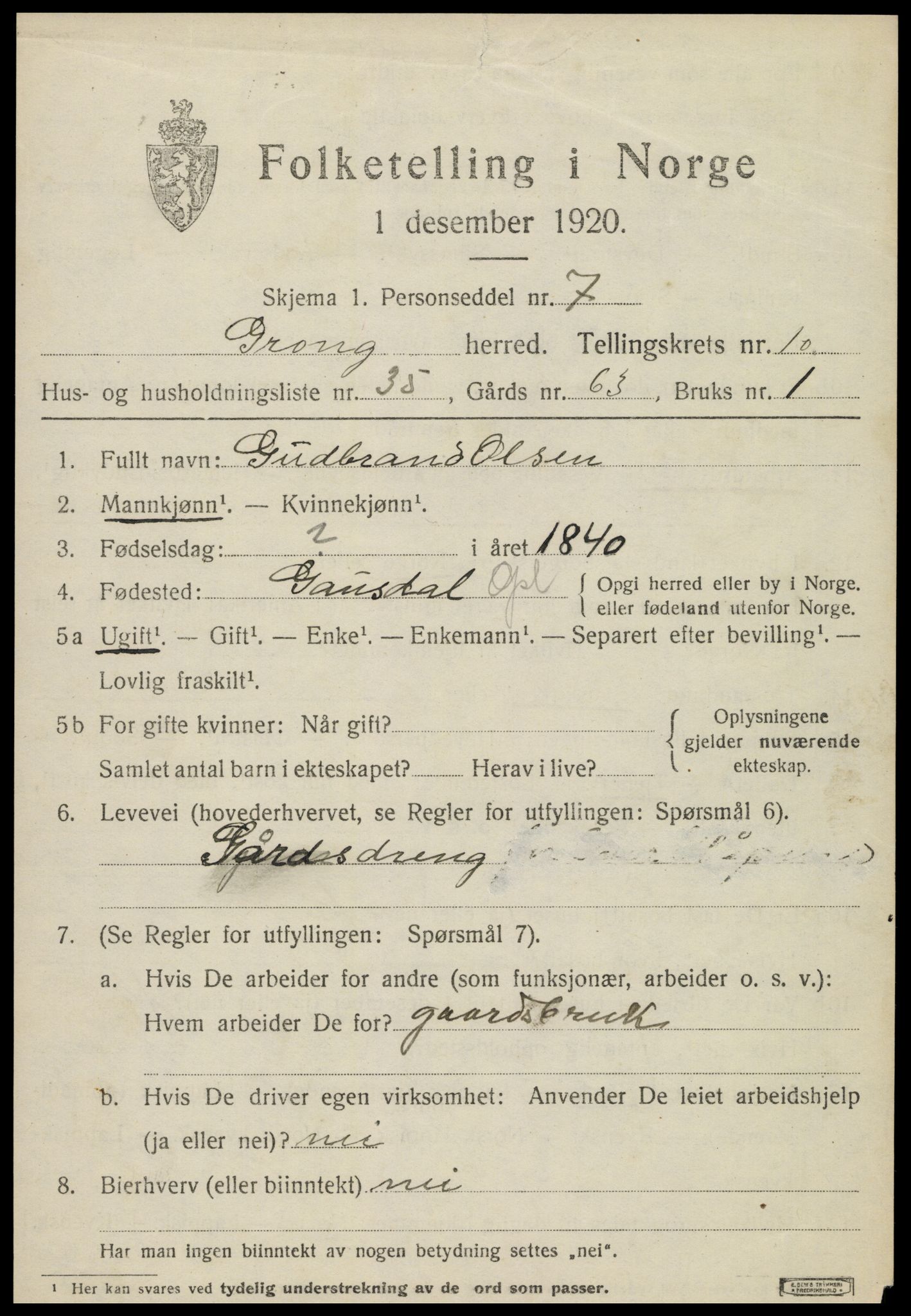 SAT, Folketelling 1920 for 1742 Grong herred, 1920, s. 6045