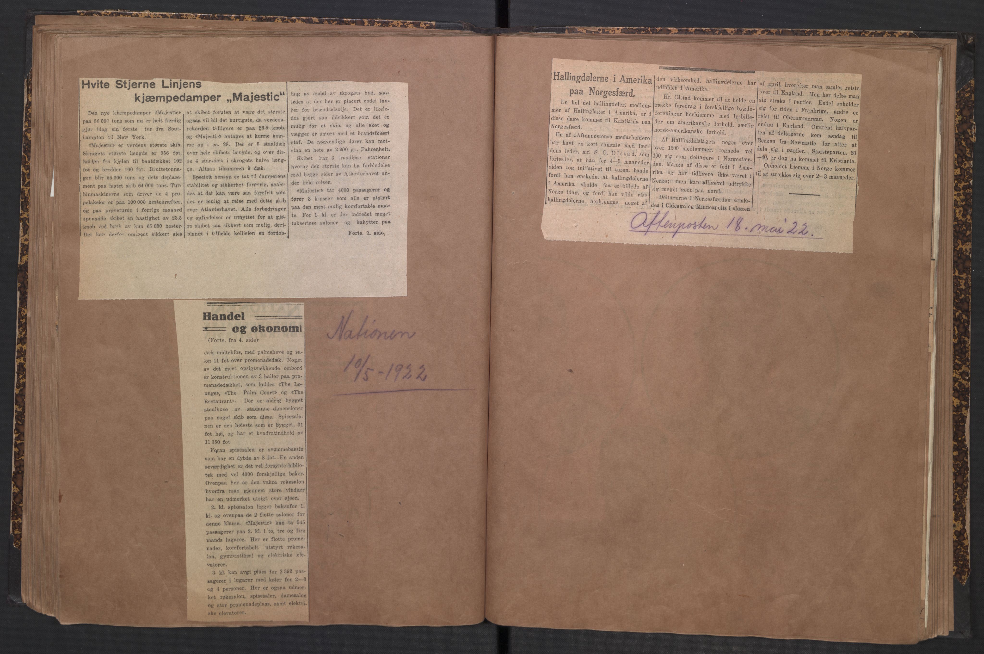 White Star-linjen, AV/SAO-PAO-0201/D/Dc/L0001: Utklippingsbok, 1909-1924, s. 70