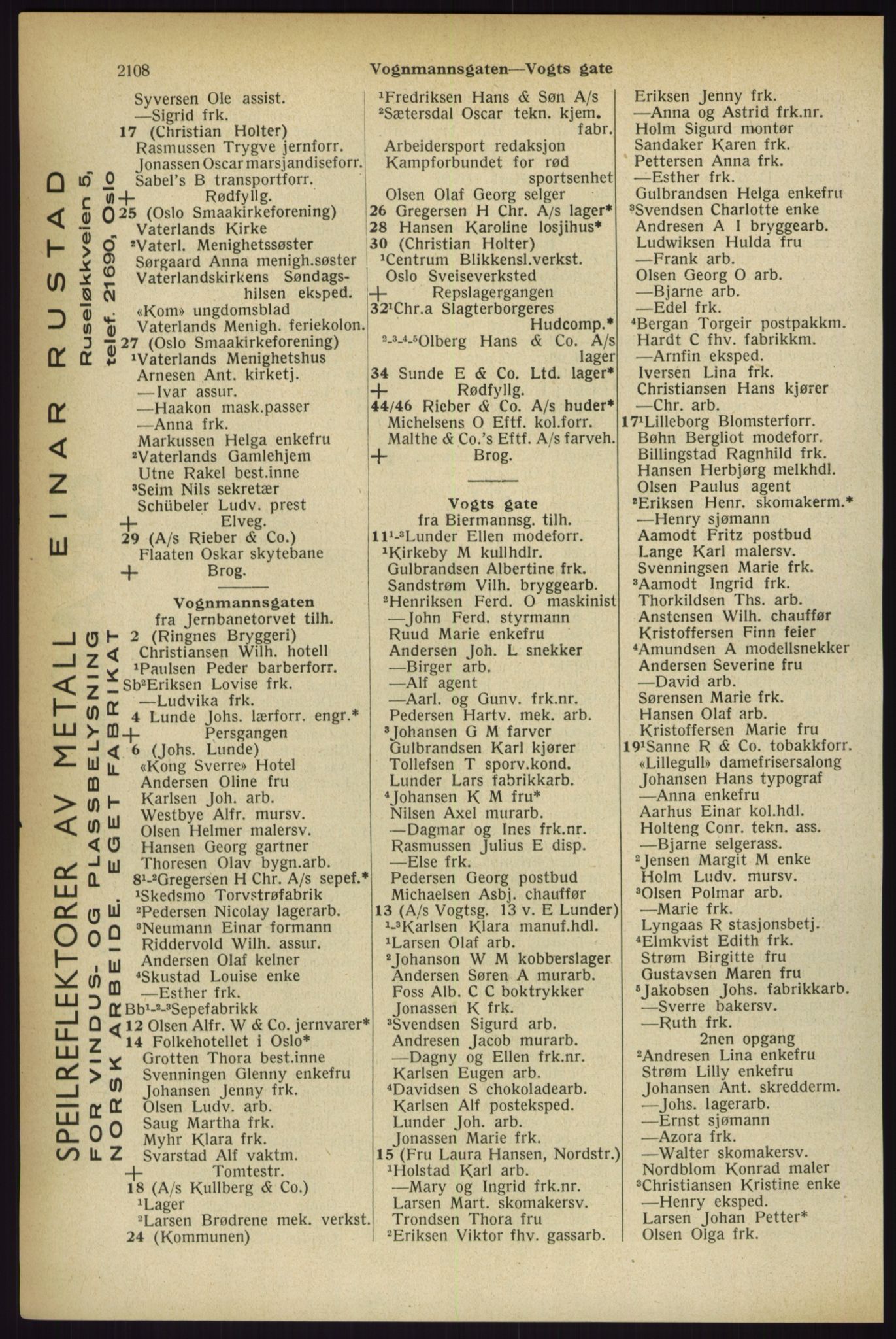 Kristiania/Oslo adressebok, PUBL/-, 1933, s. 2108