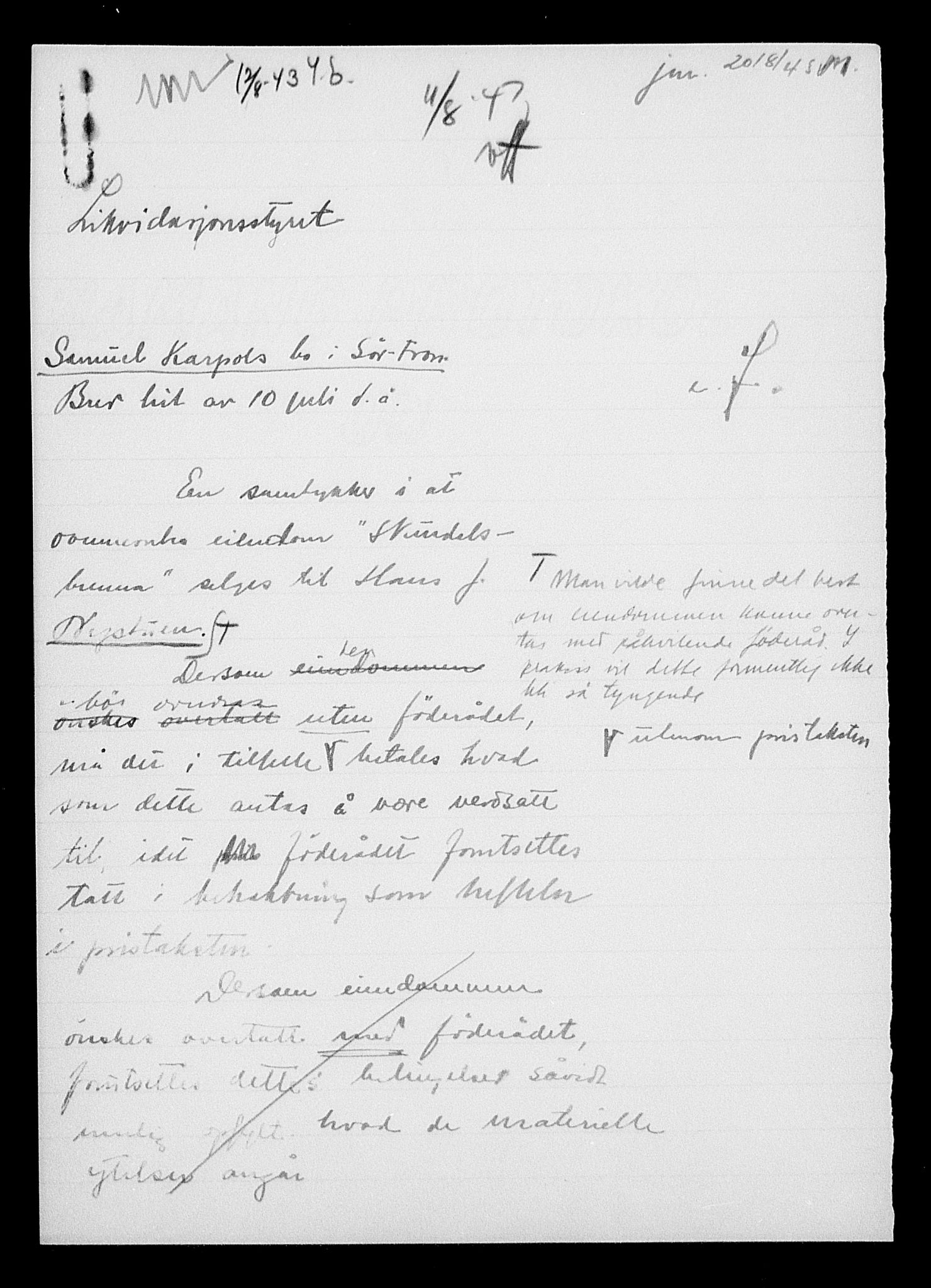 Justisdepartementet, Tilbakeføringskontoret for inndratte formuer, AV/RA-S-1564/H/Hc/Hcc/L0949: --, 1945-1947, s. 701