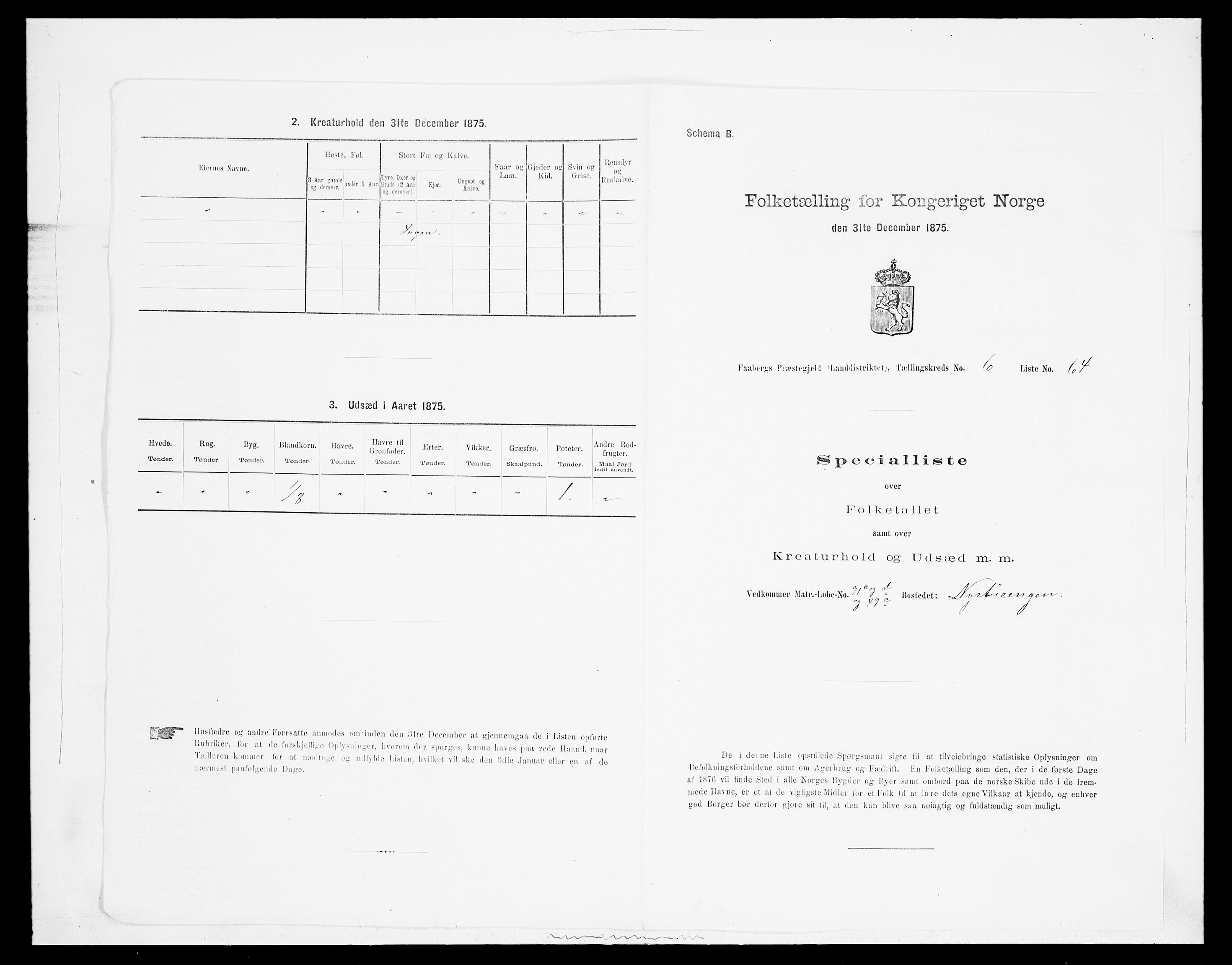 SAH, Folketelling 1875 for 0524L Fåberg prestegjeld, Fåberg sokn og Lillehammer landsokn, 1875, s. 825