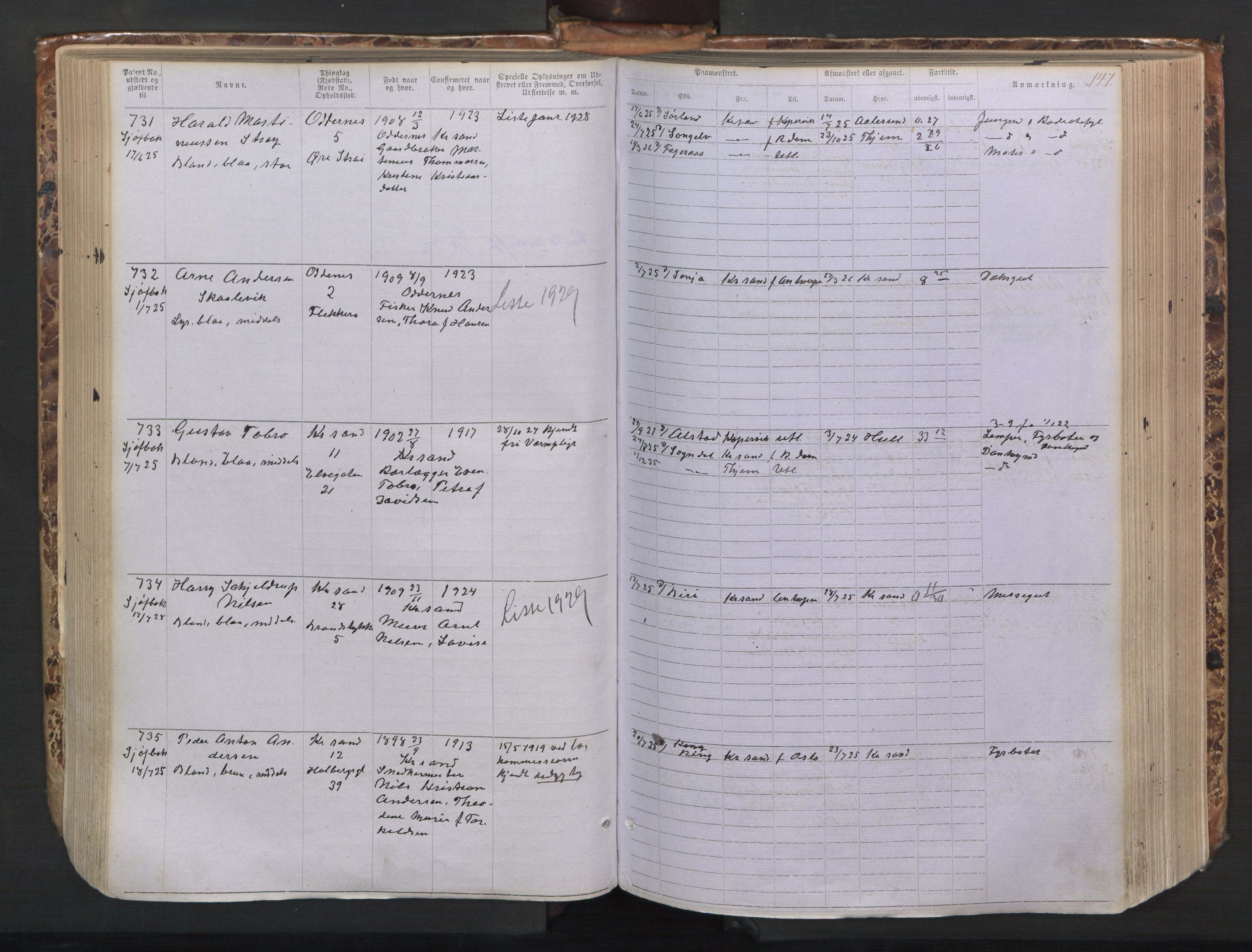 Kristiansand mønstringskrets, AV/SAK-2031-0015/F/Fa/L0008: Annotasjonsrulle nr 1-1330 med register, I-6, 1915-1948, s. 172