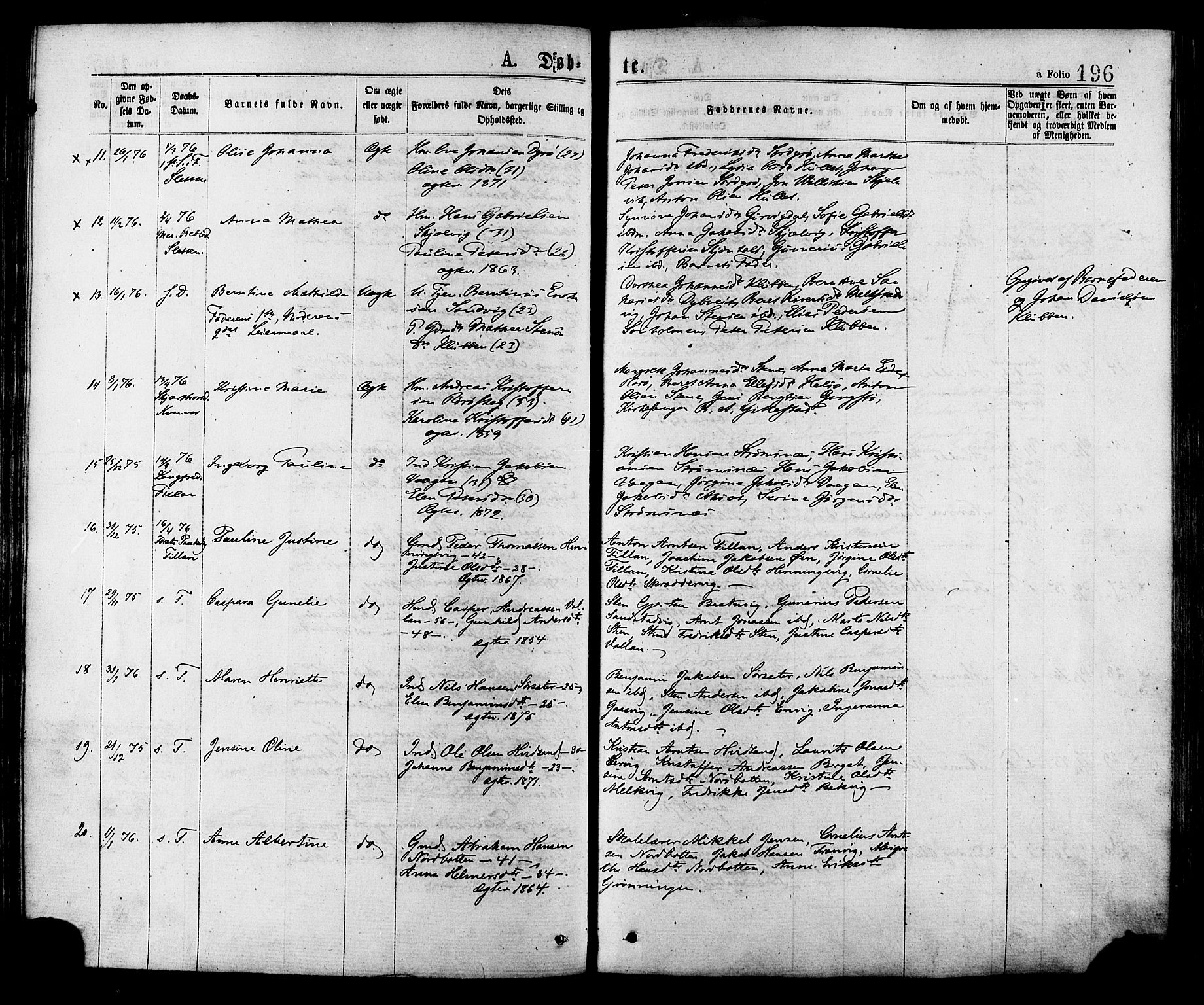 Ministerialprotokoller, klokkerbøker og fødselsregistre - Sør-Trøndelag, SAT/A-1456/634/L0532: Ministerialbok nr. 634A08, 1871-1881, s. 196