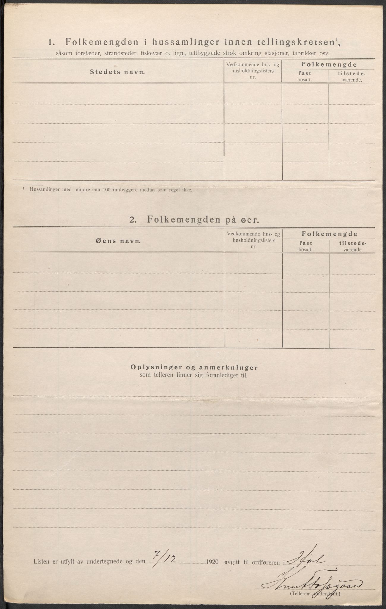 SAKO, Folketelling 1920 for 0620 Hol herred, 1920, s. 35