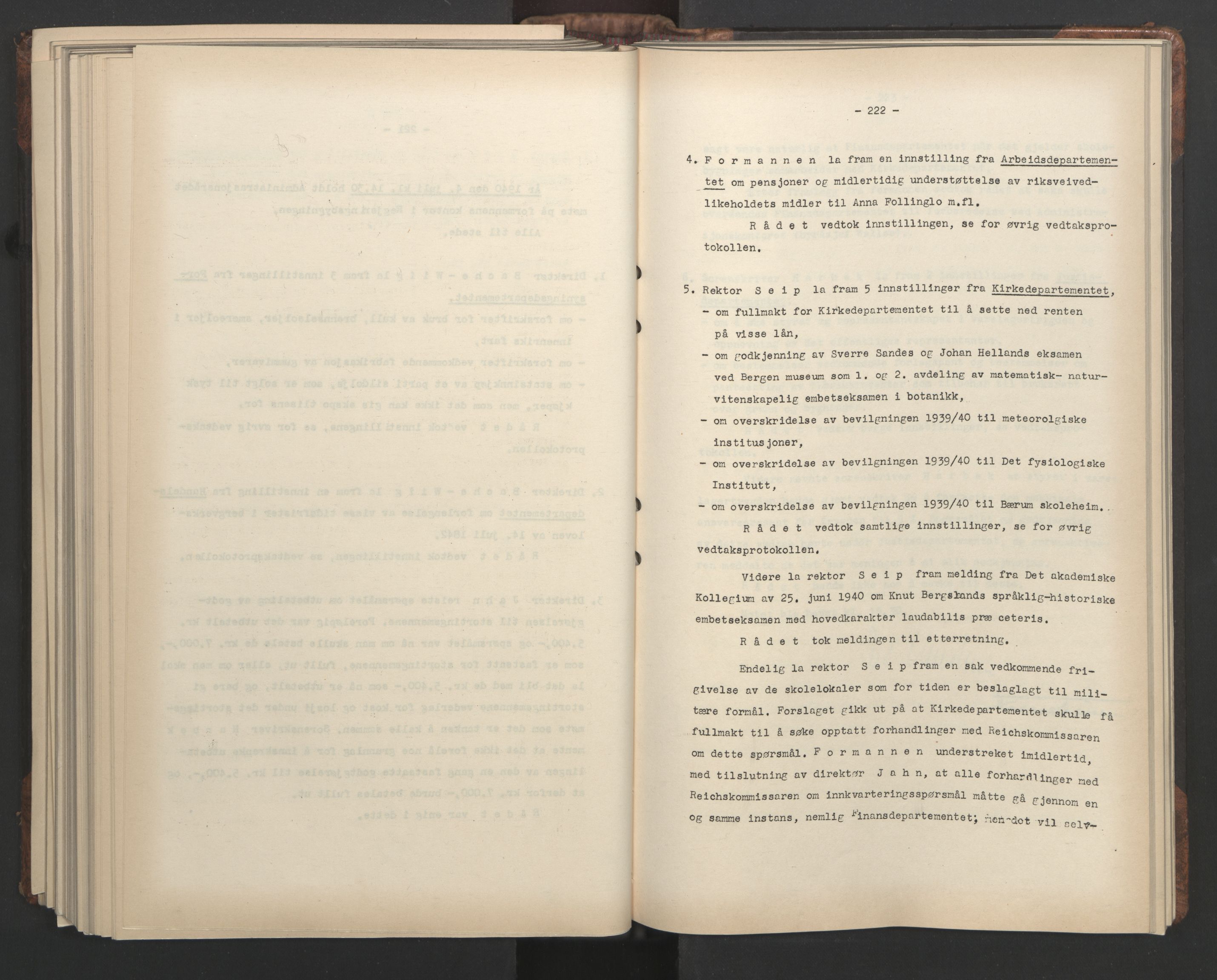 Administrasjonsrådet, AV/RA-S-1004/A/L0001: Møteprotokoll med tillegg 15/4-25/9, 1940, s. 222