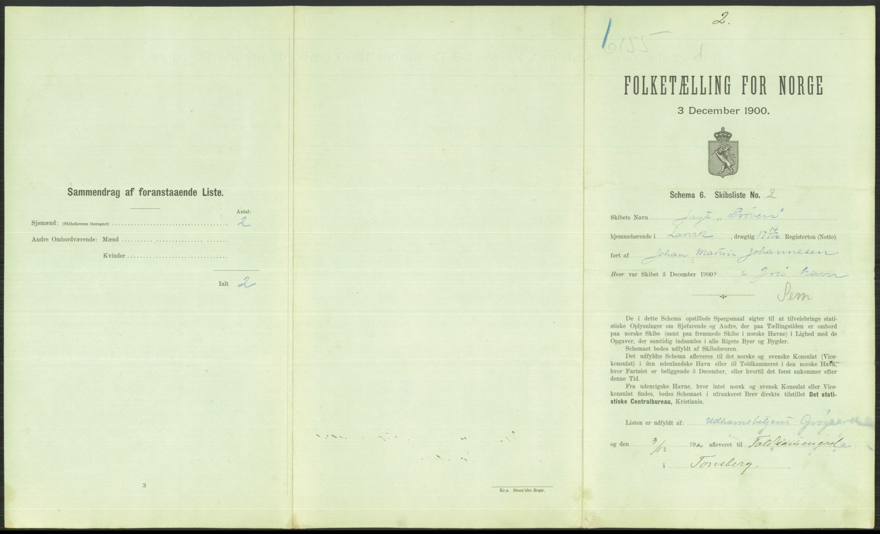 RA, Folketelling 1900 - skipslister med personlister for skip i norske havner, utenlandske havner og til havs, 1900, s. 469