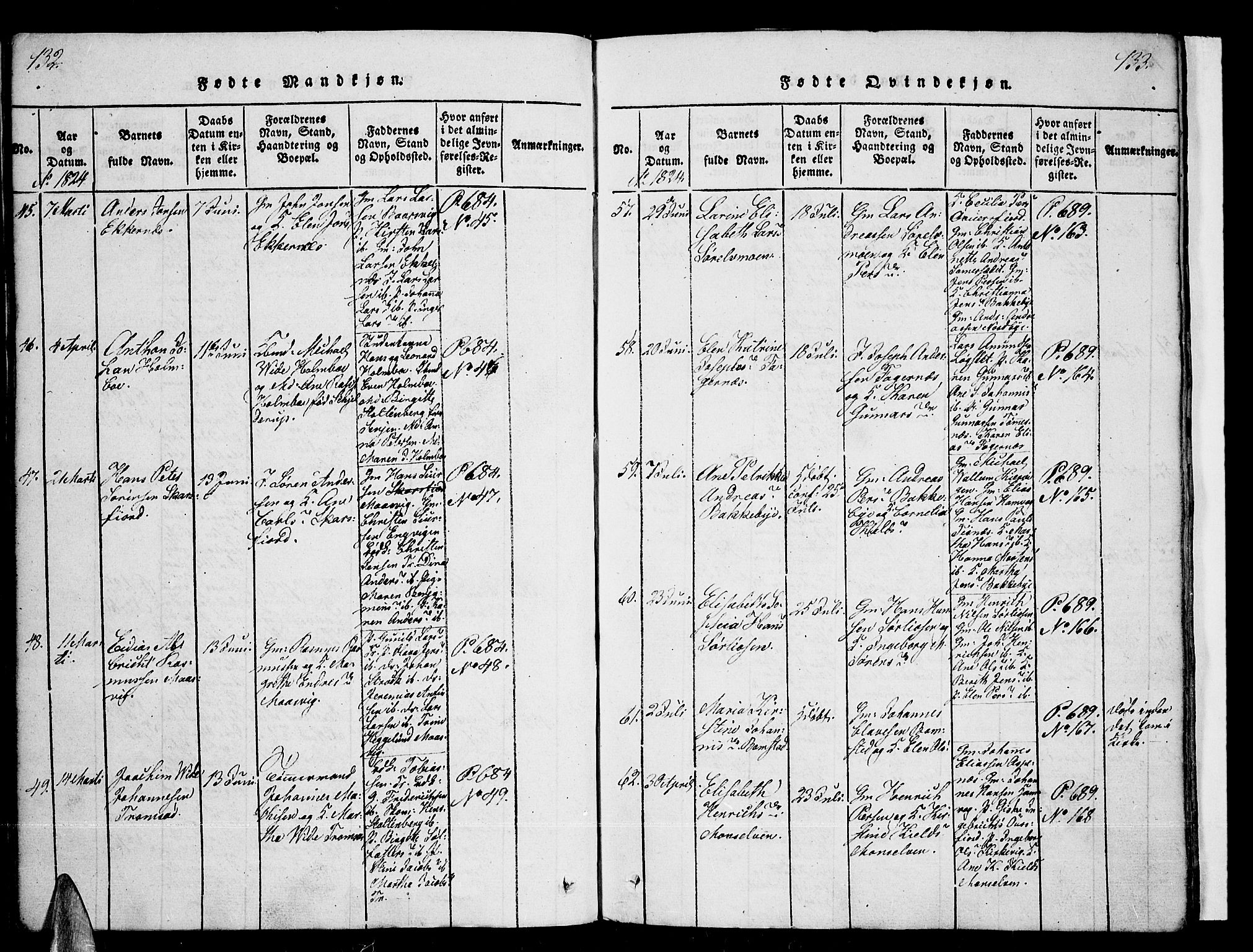 Tromsø sokneprestkontor/stiftsprosti/domprosti, AV/SATØ-S-1343/G/Ga/L0007kirke: Ministerialbok nr. 7, 1821-1828, s. 132-133