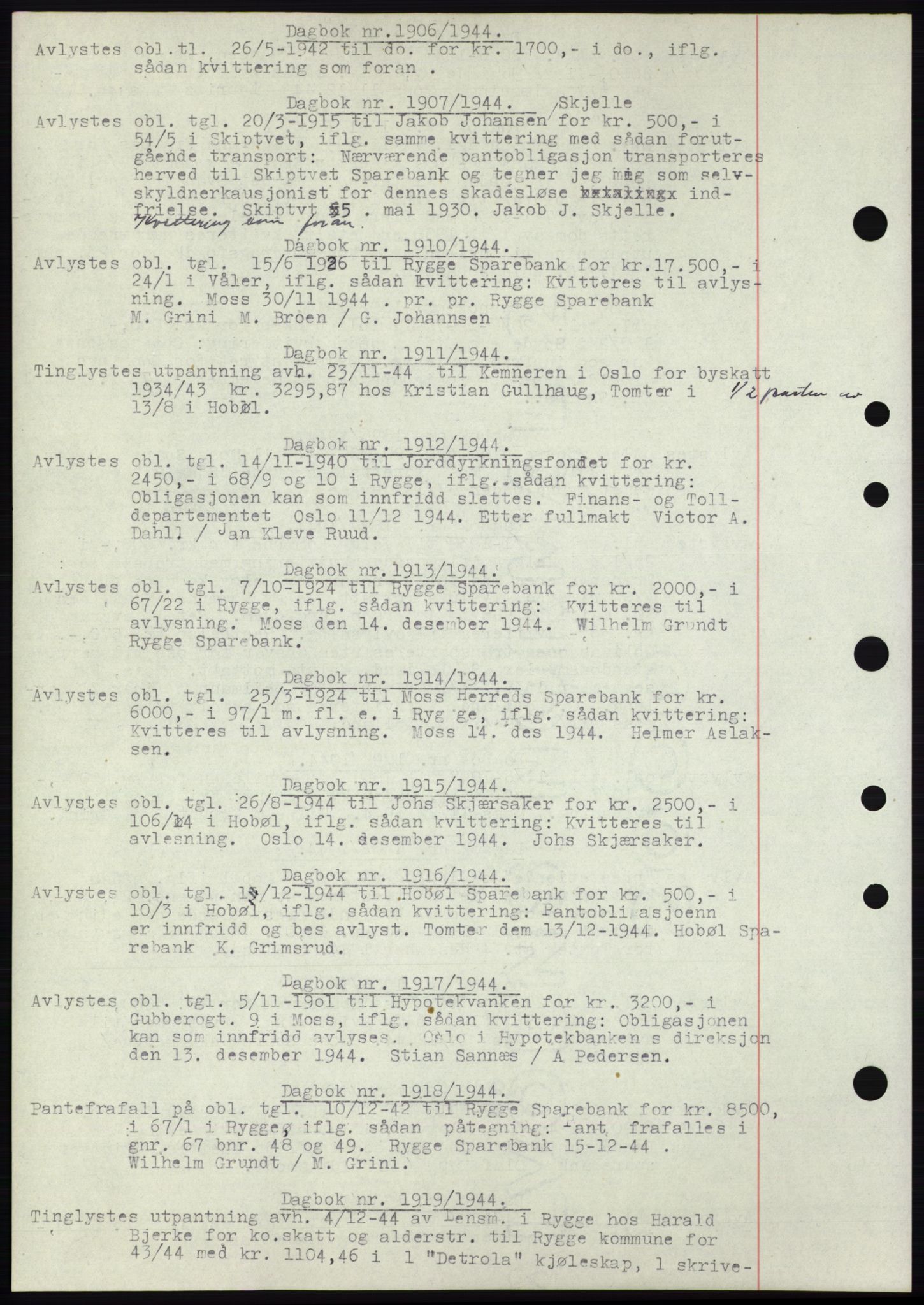Moss sorenskriveri, SAO/A-10168: Pantebok nr. C10, 1938-1950, Dagboknr: 1906/1944