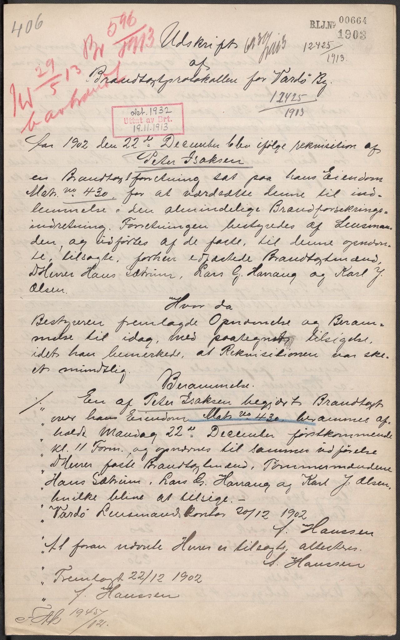 Norges Brannkasse, AV/RA-S-1549/E/Eu/L0019: Branntakster for Vardø by, 1889-1955, s. 58