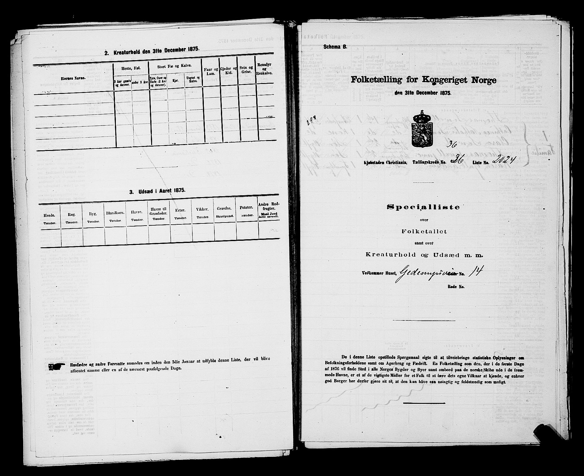 RA, Folketelling 1875 for 0301 Kristiania kjøpstad, 1875, s. 5795