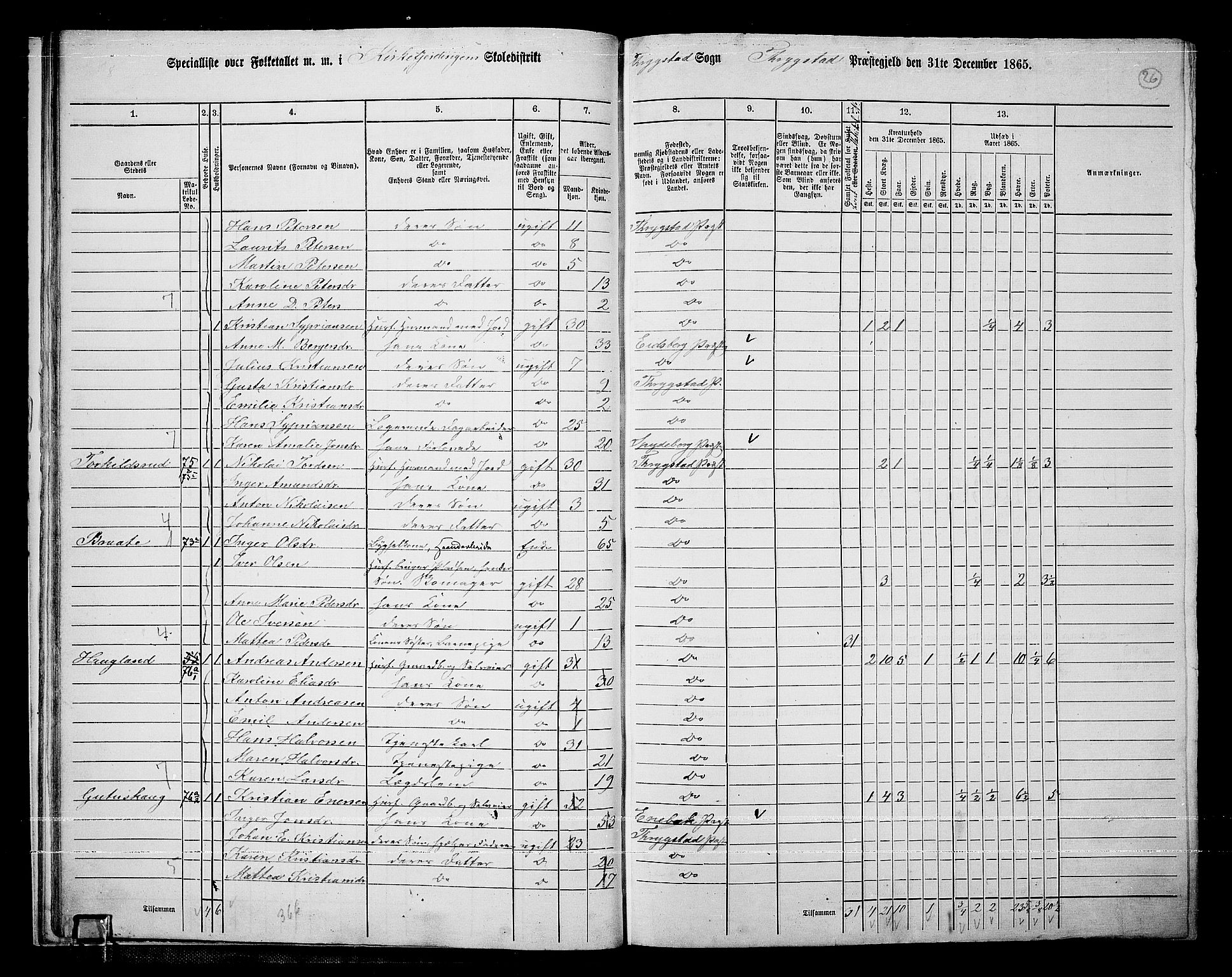 RA, Folketelling 1865 for 0122P Trøgstad prestegjeld, 1865, s. 25